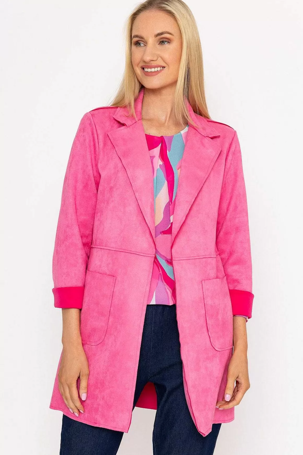 Pala D'oro 3/4 Suede Jacket In Pink New