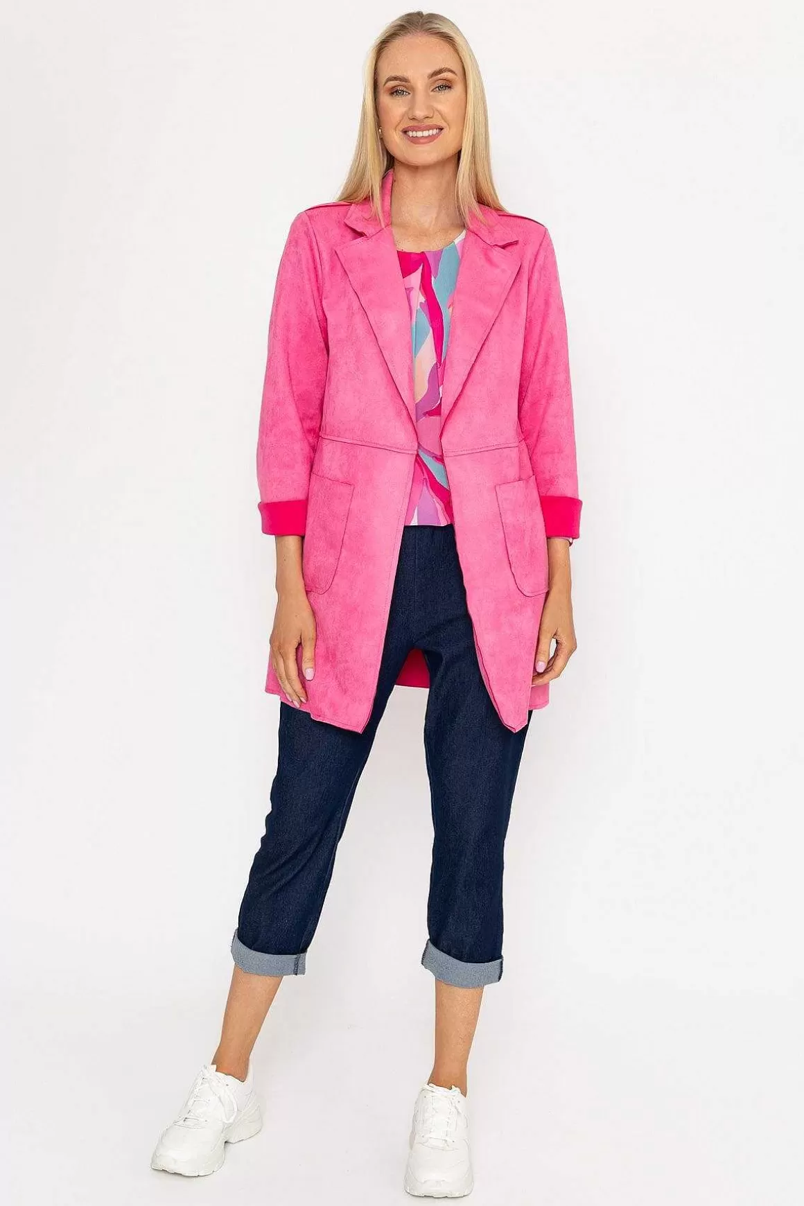 Pala D'oro 3/4 Suede Jacket In Pink New