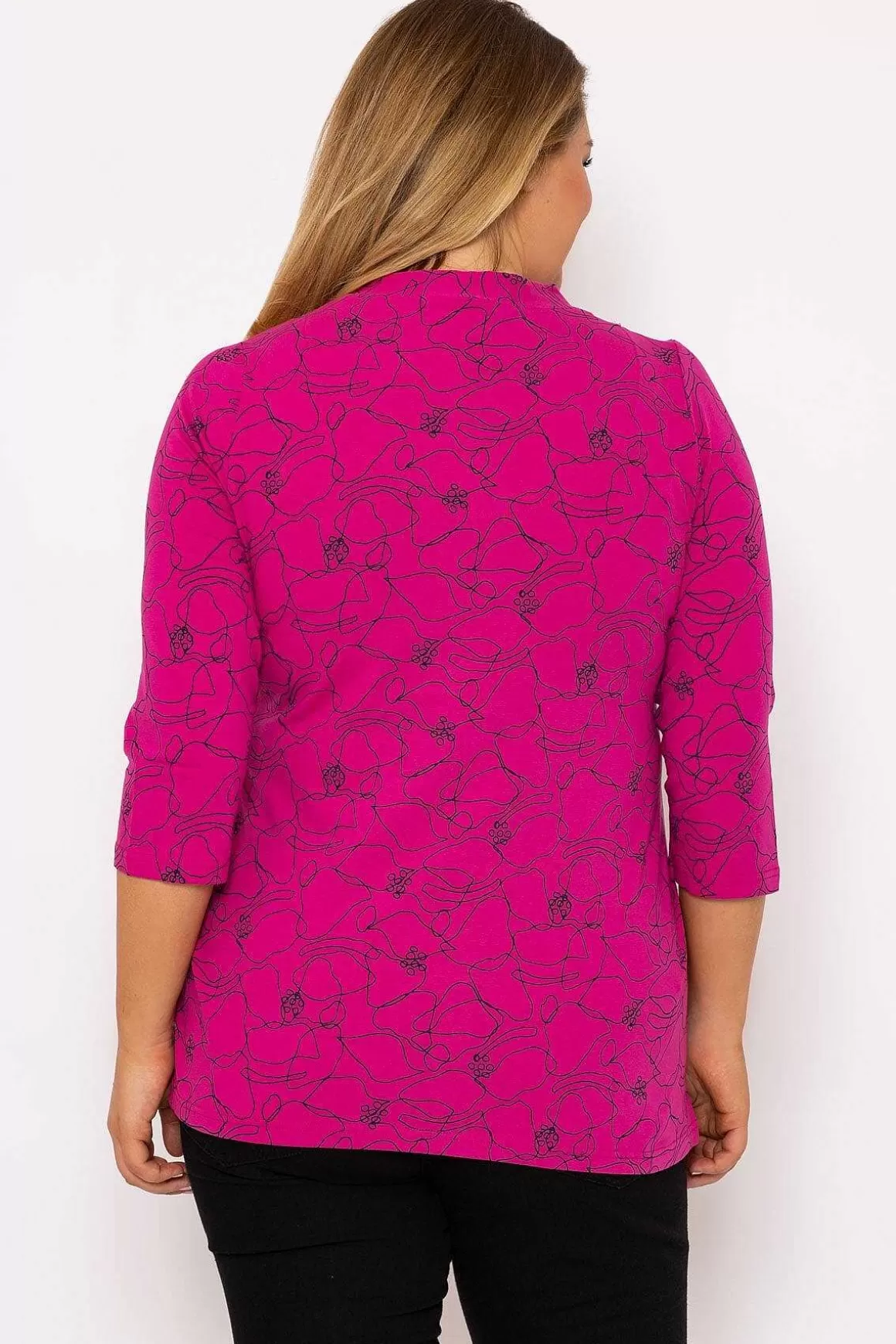 Ulla Popken Abstract Print Blouse In Pink Cheap