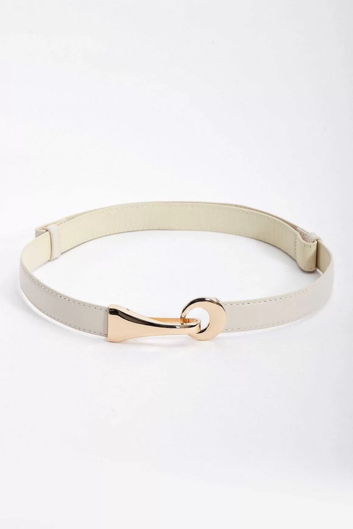 SOUL Accessories Adjustable Gold Clasp Belt In Cream New