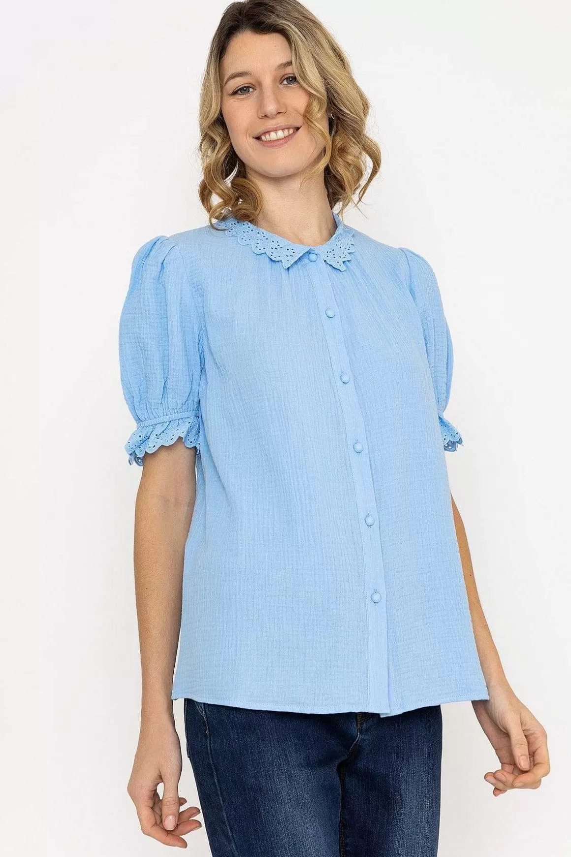 Rowen Avenue Air Flow Blouse In Blue Cheap