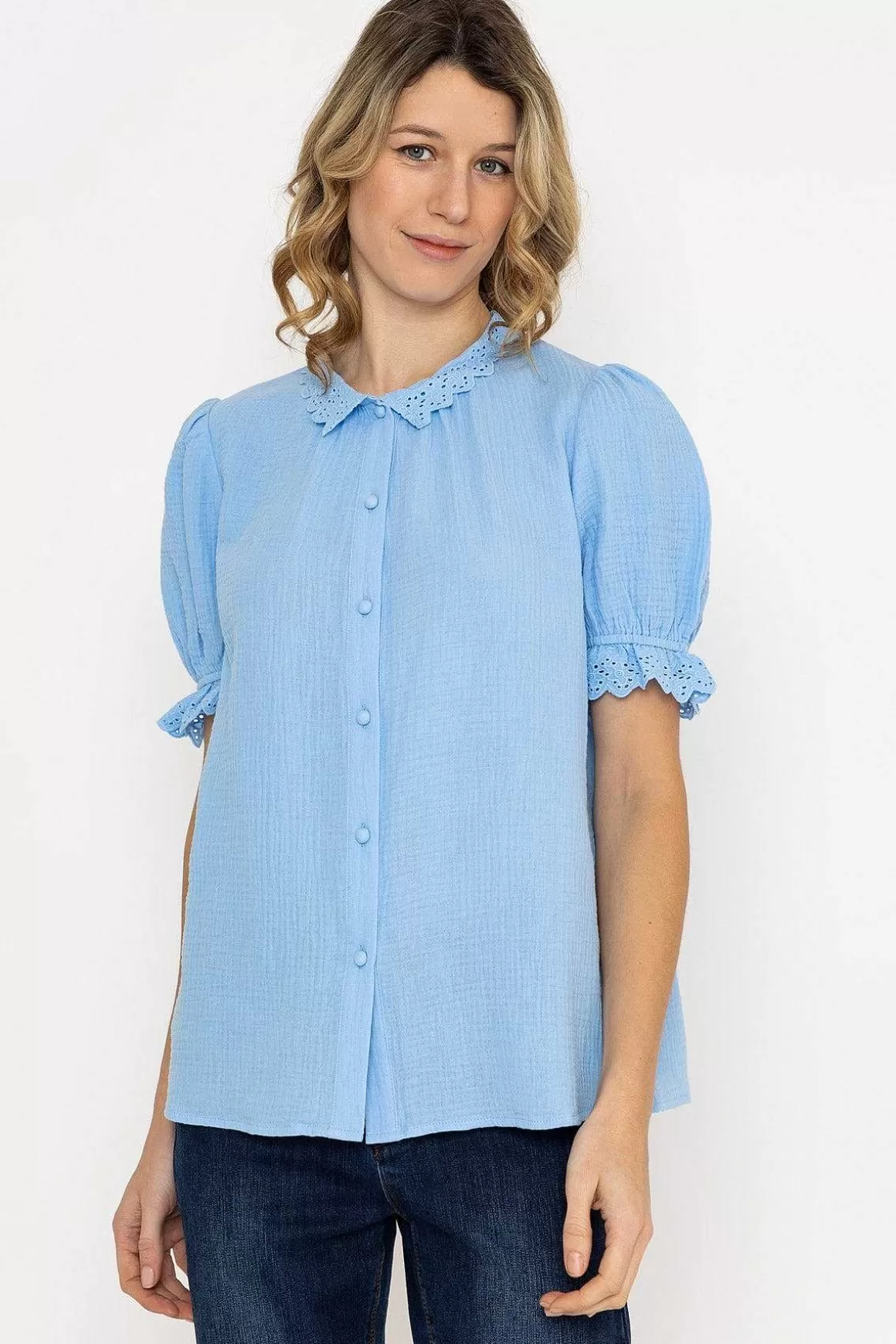 Rowen Avenue Air Flow Blouse In Blue Cheap