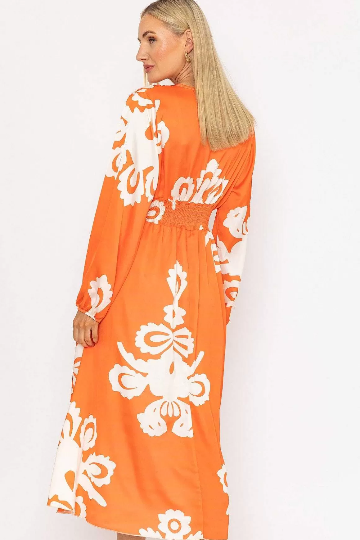 Pala D'oro Alina Midi Dress In Orange Print Shop