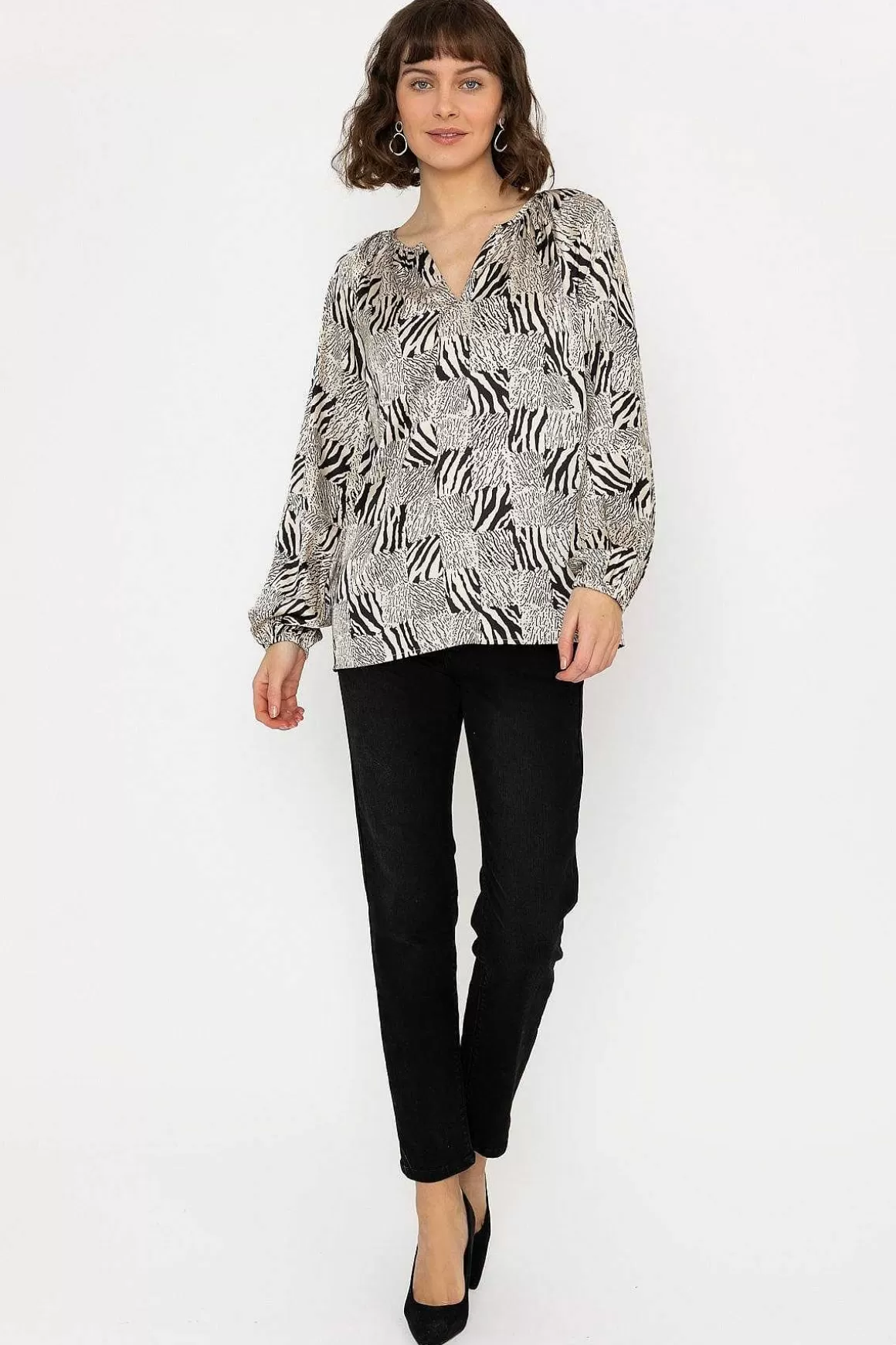 Rowen Avenue Animal Print Blouse Cheap