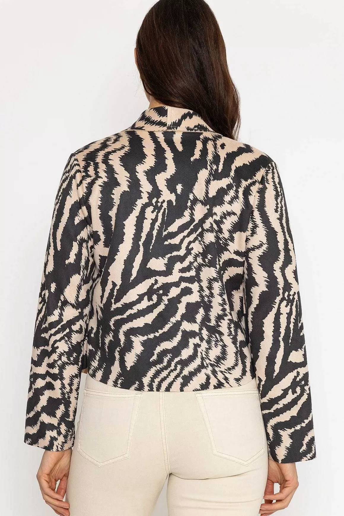 Pala D'oro Animal Print Suede Jacket New