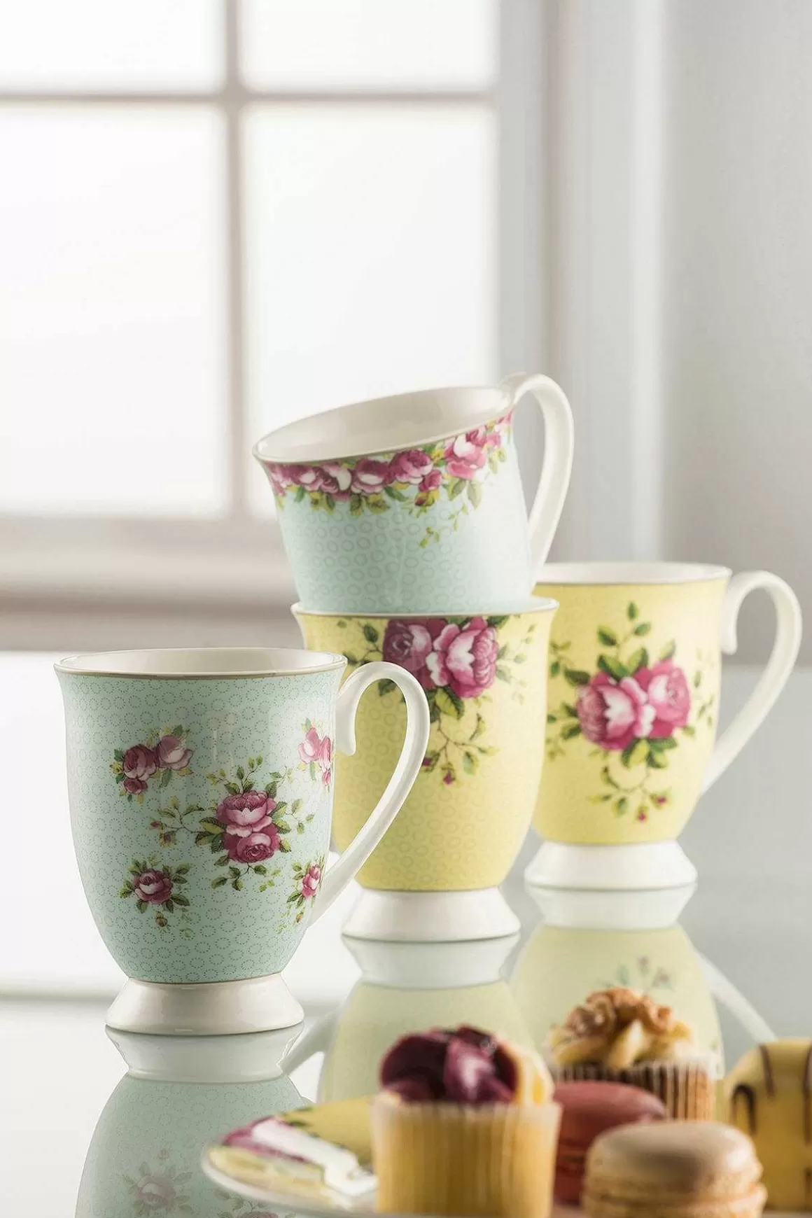 Belleek Archive Rose Ceramic 4 Piece Mug Set Store