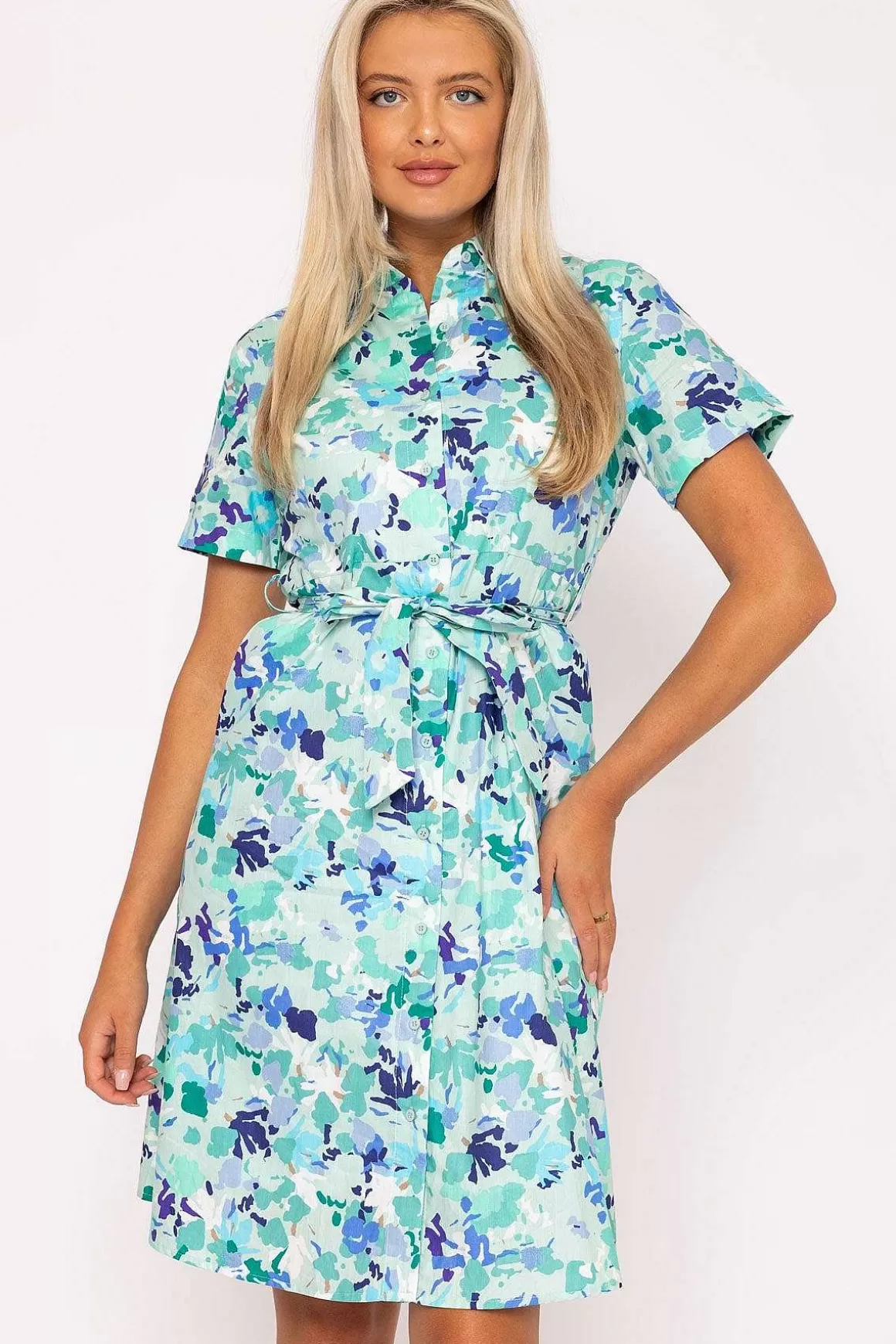 Rowen Avenue Aurora Blue Printed Shirt Dress Online