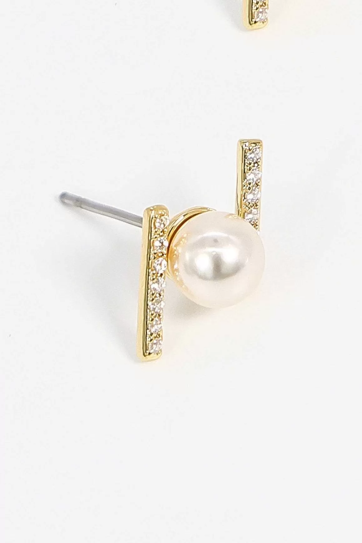 Soul Jewellery Bar And Pearl Earrings In Gold Best Sale