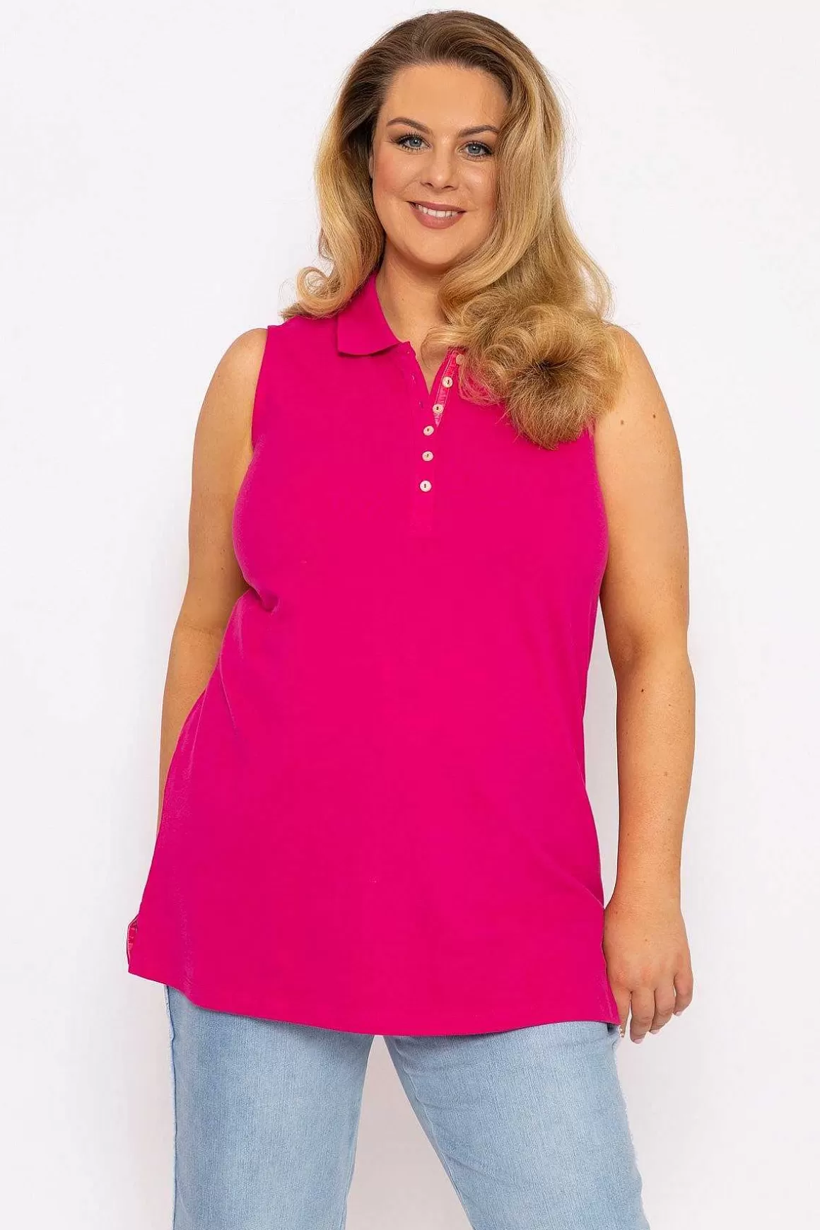 Ulla Popken Basic Pink Polo T-Shirt Store