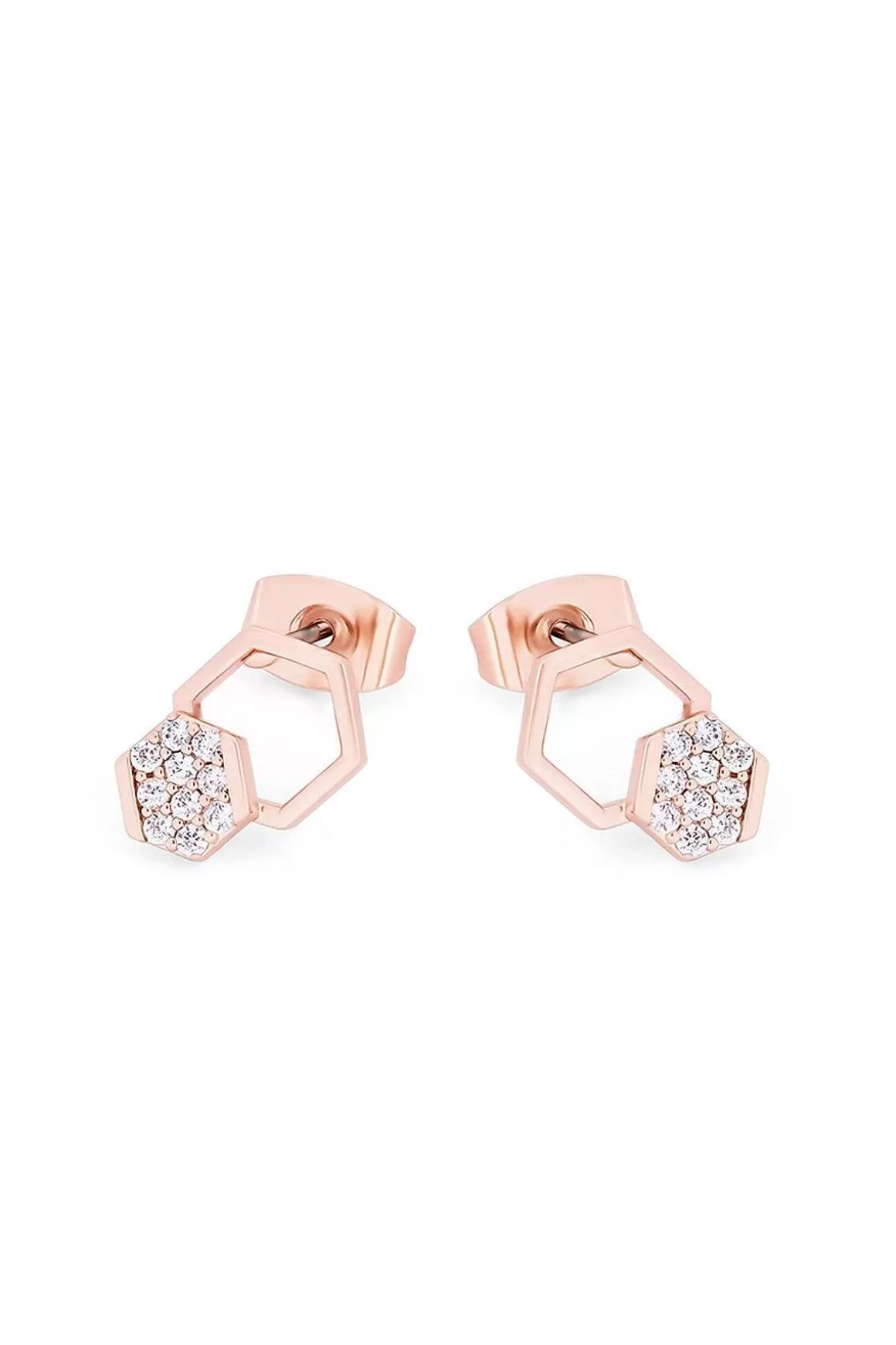 Tipperary Crystal Jewellery Bee Hexagonal Pave Stud Earrings Flash Sale