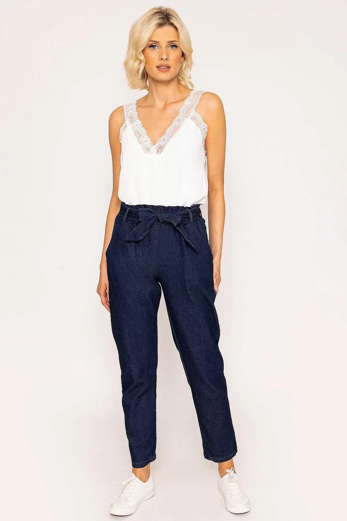 Pala D'oro Belted Jeans In Denim Clearance