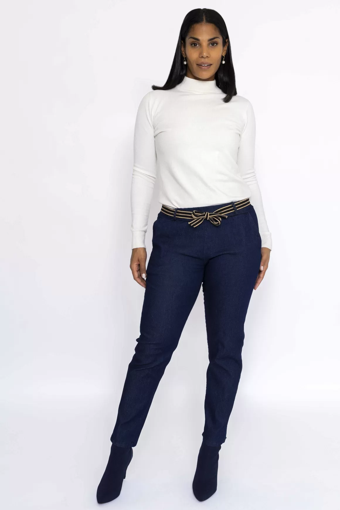 Pala D'oro Belted Jeans In Denim Best