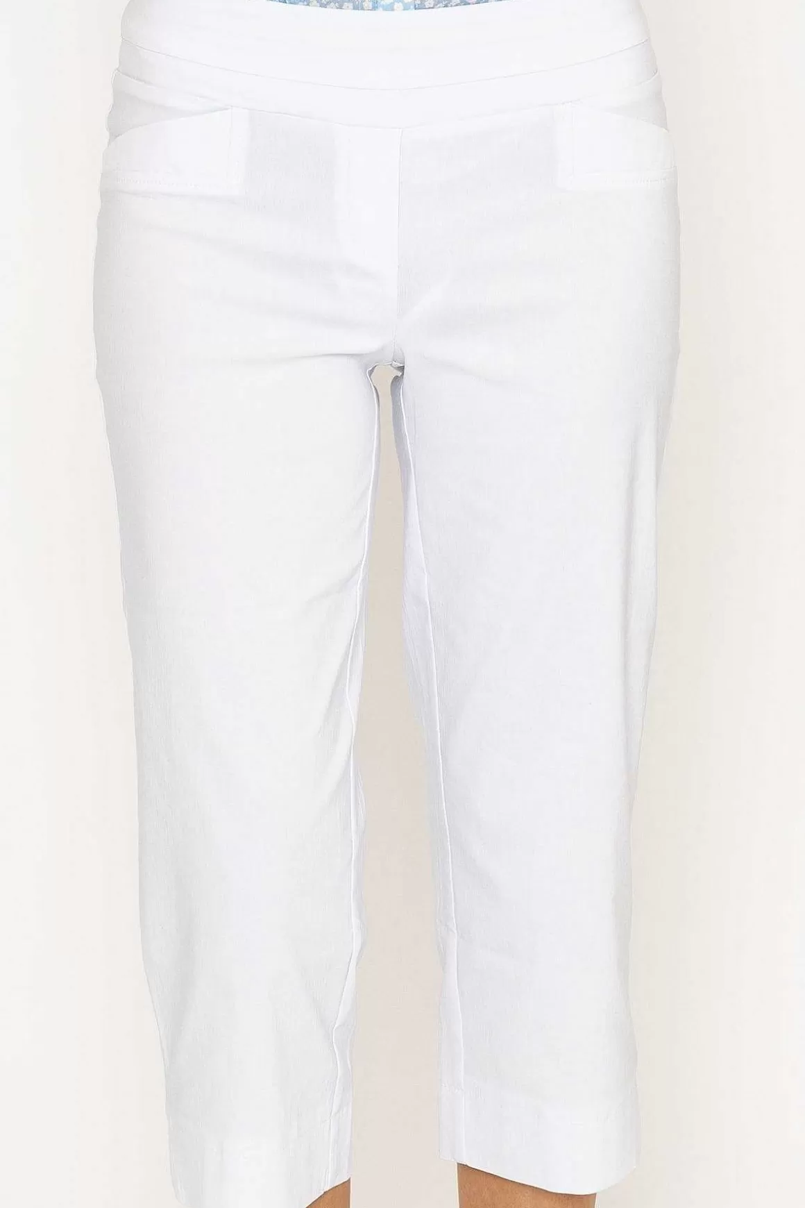 Kelly & Grace Weekend Bengaline Crop Pant In White Cheap