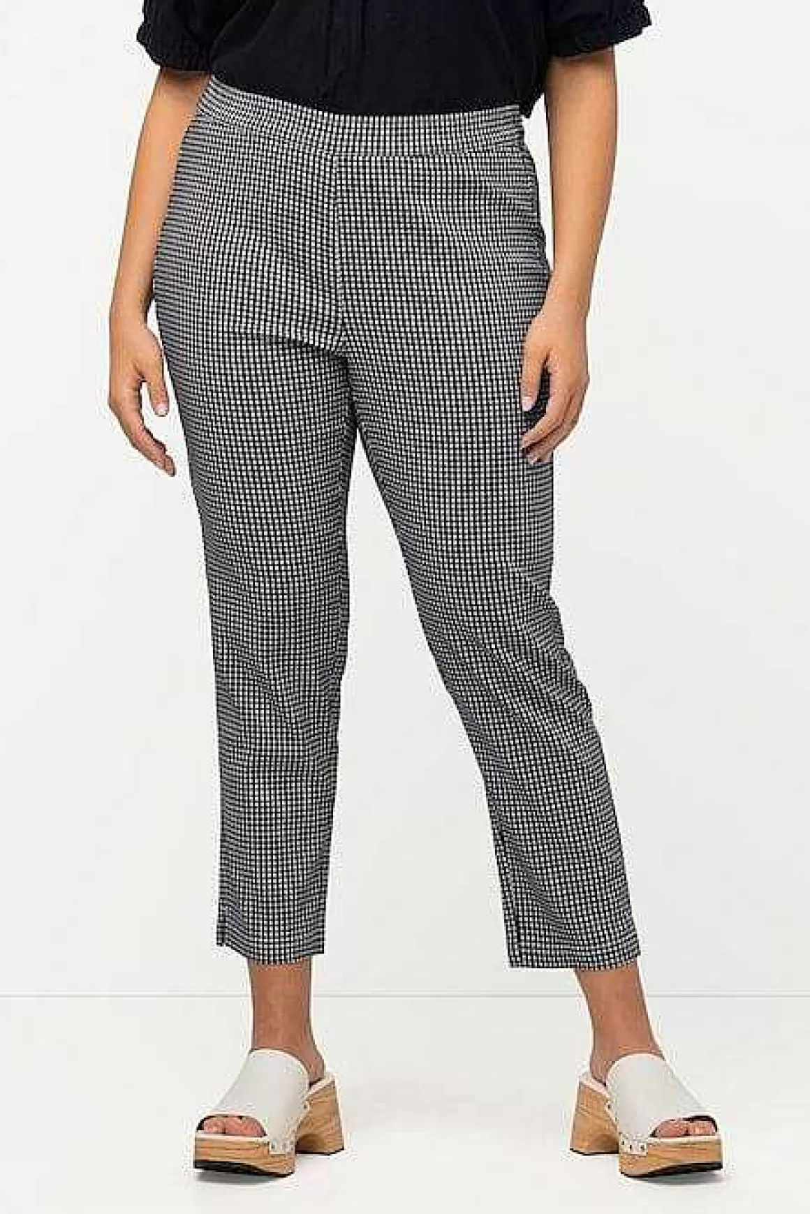 Ulla Popken Bengaline Pants In Check Print Flash Sale