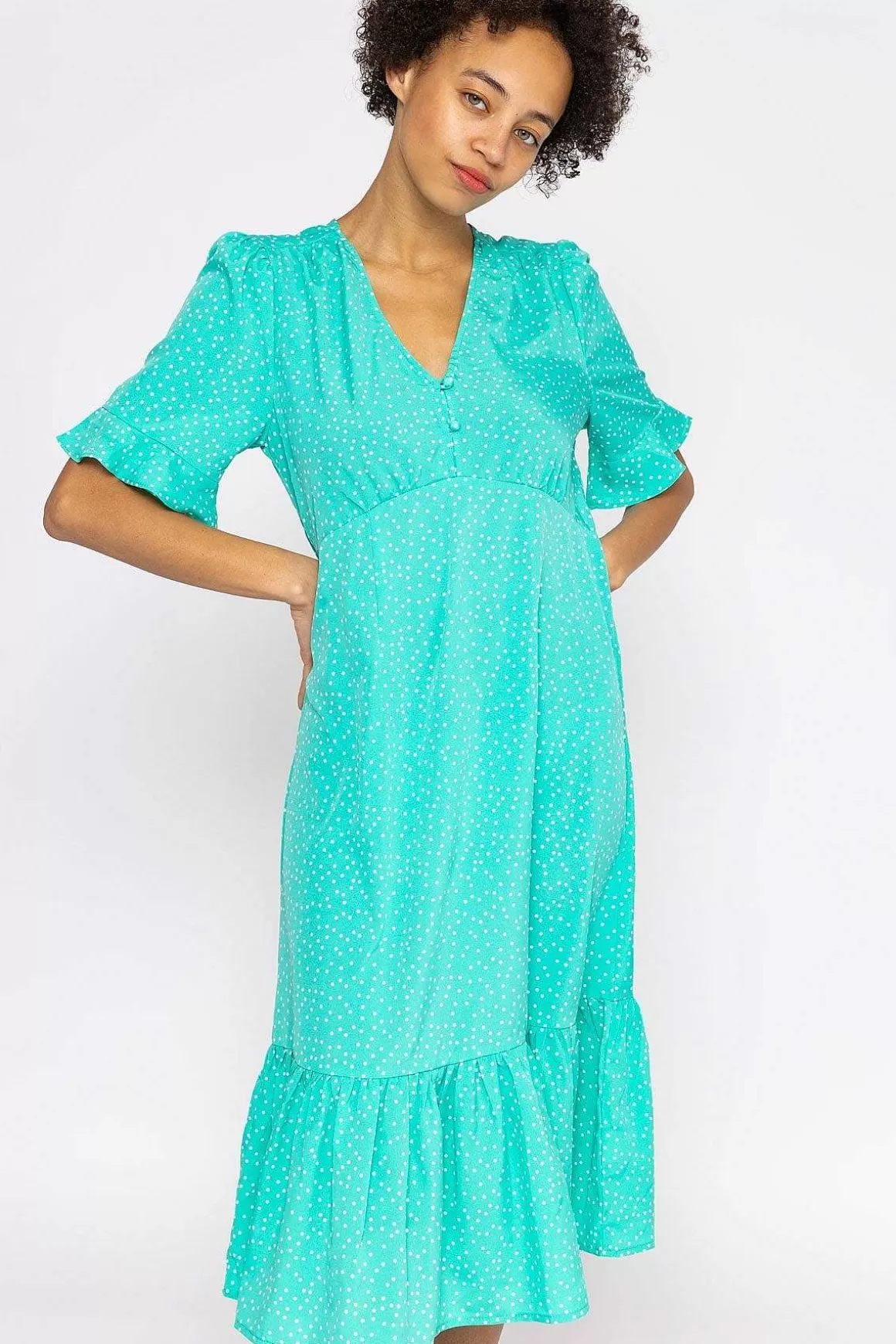 Rowen Avenue Betty Midi Dress In Aqua Print Discount