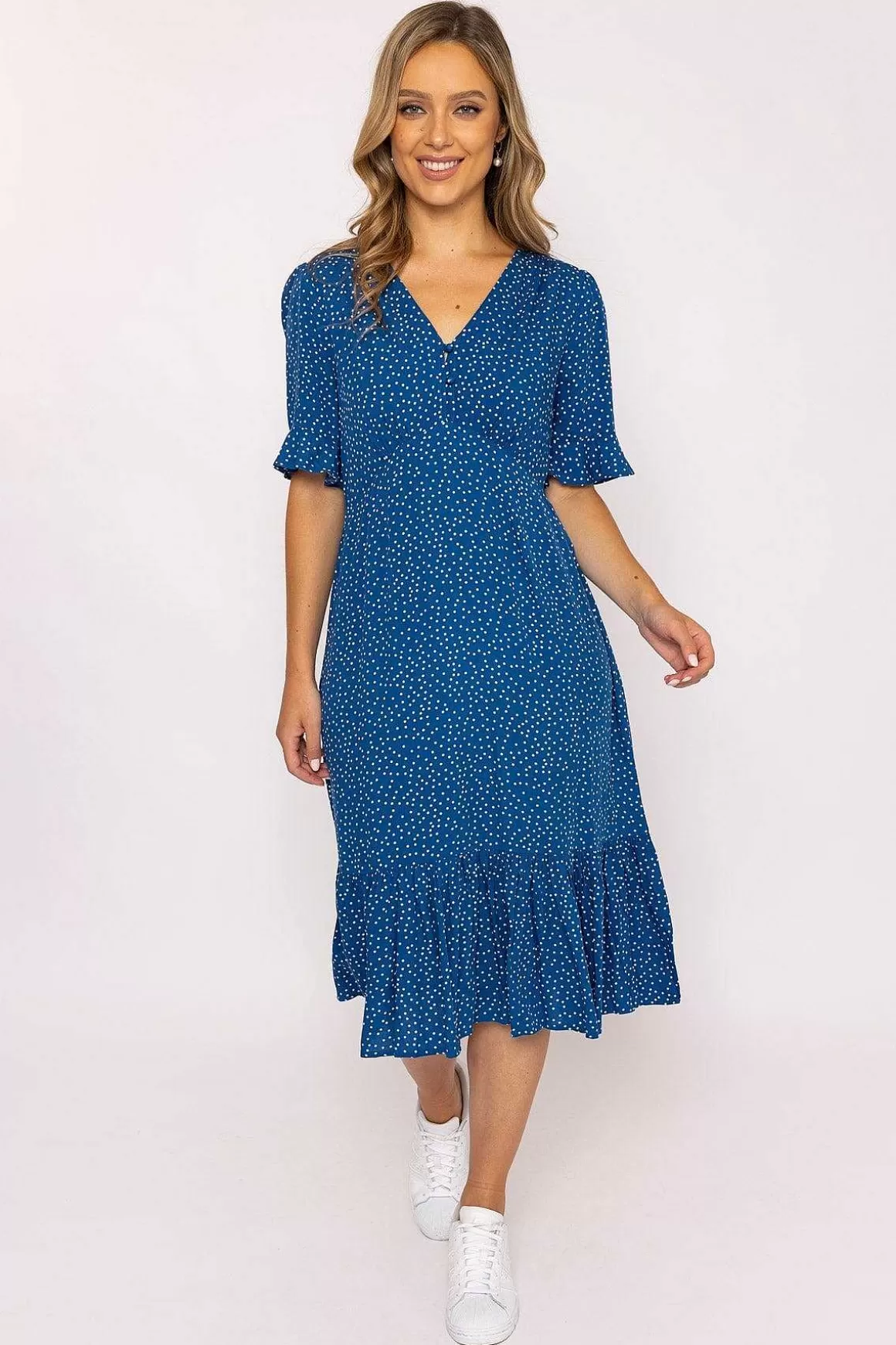 Rowen Avenue Betty Midi Dress In Blue Print Hot