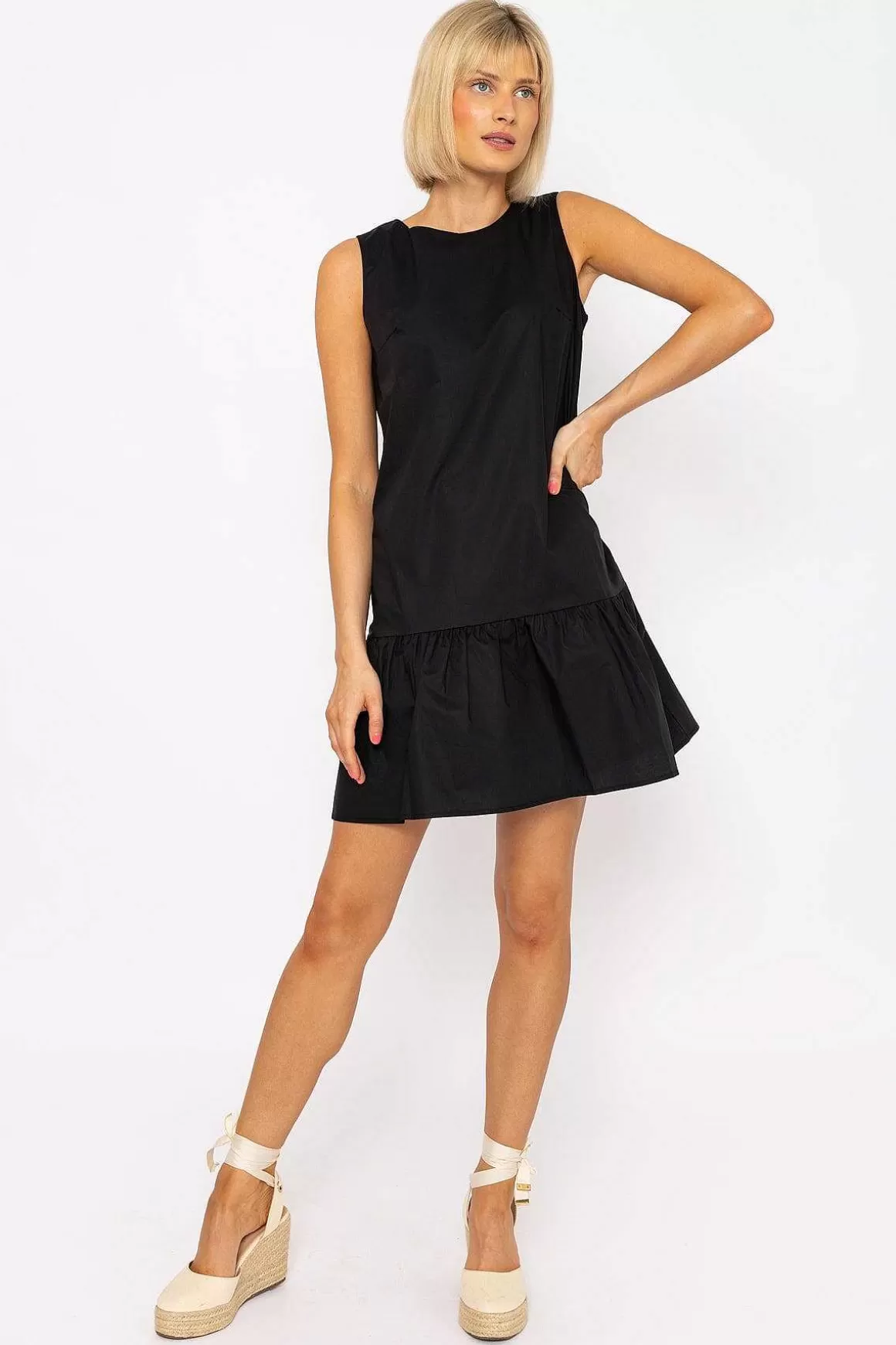 Rowen Avenue Black Poplin Mini Dress Clearance