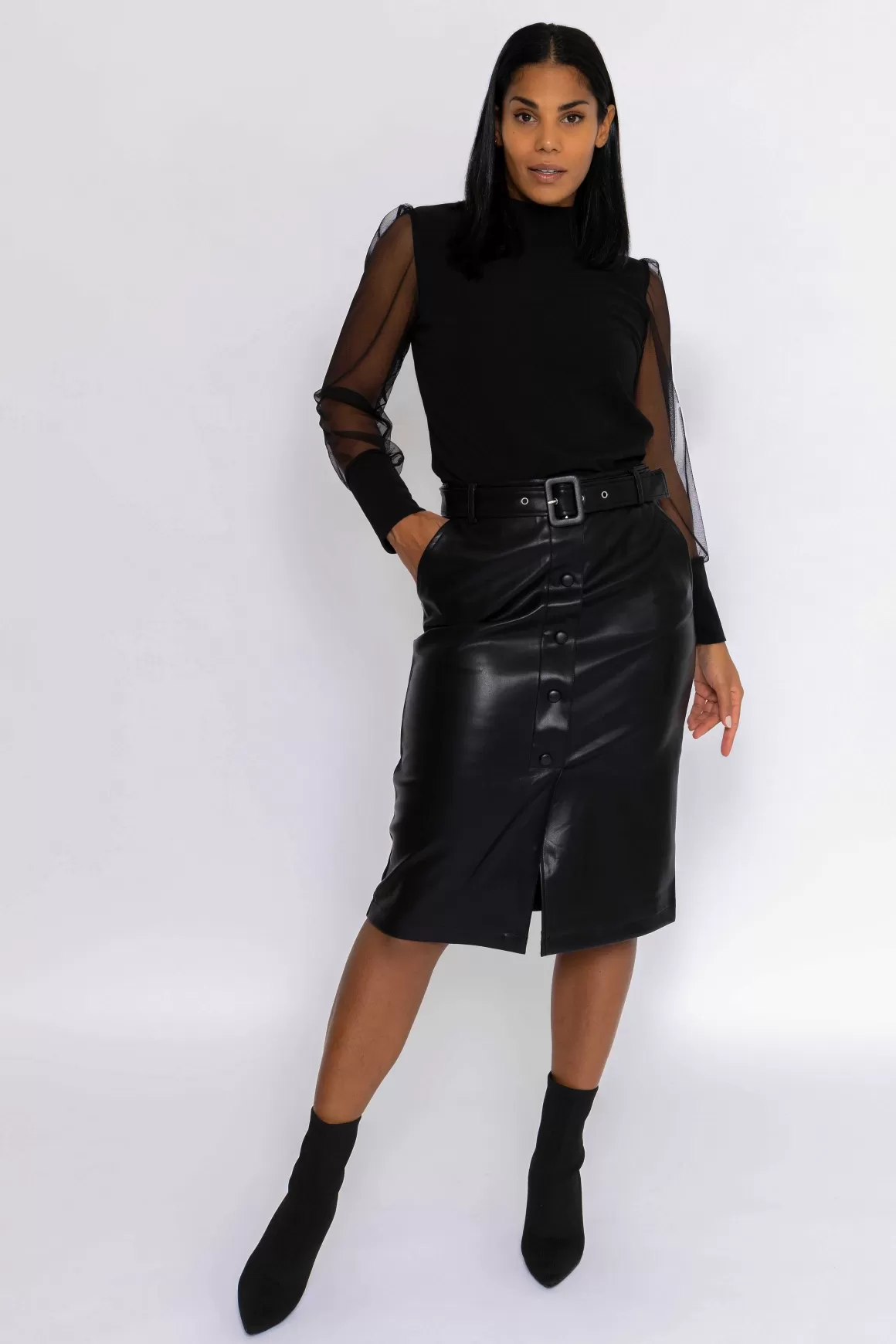 J'aime la Vie Black Pu Skirt Cheap