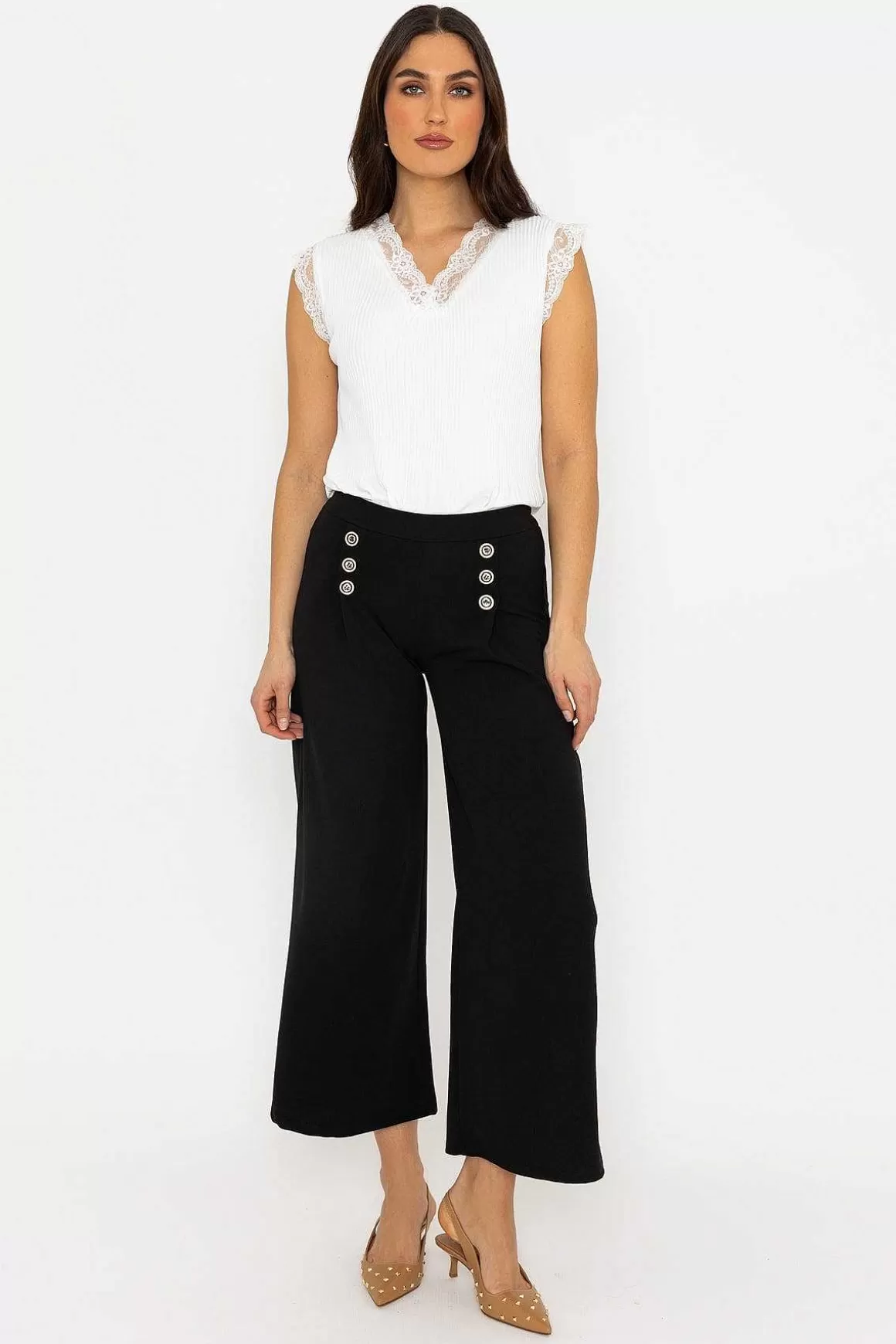 Pala D'oro Black Wide Leg Scuba Trousers Online