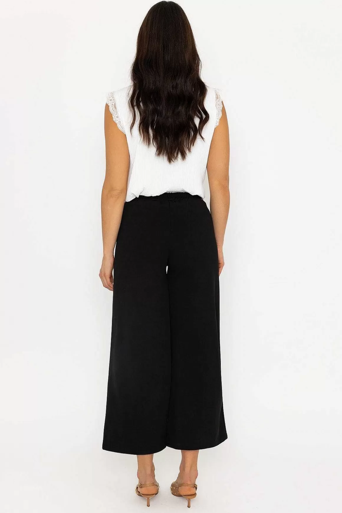 Pala D'oro Black Wide Leg Scuba Trousers Online