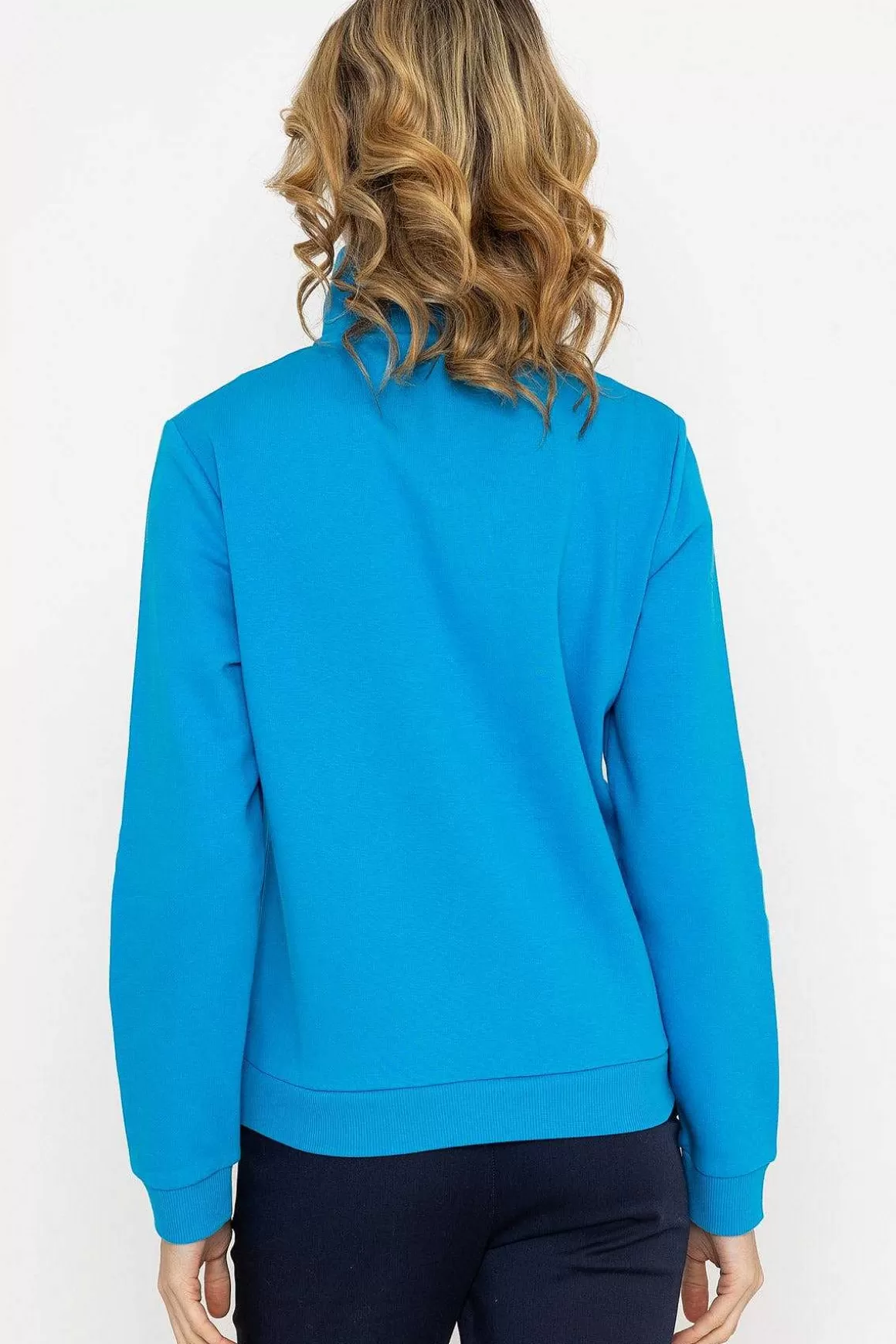 Kelly & Grace Weekend Blue 1/4 Zip Pocket Sweatshirt Best