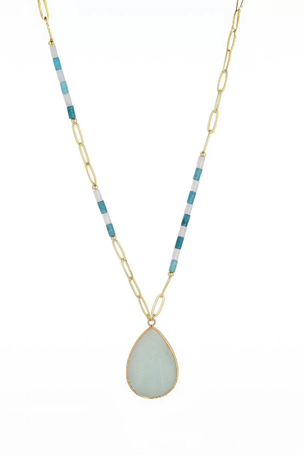 Knight & Day Blue Amazon Gemstone Mid Length Necklace Store