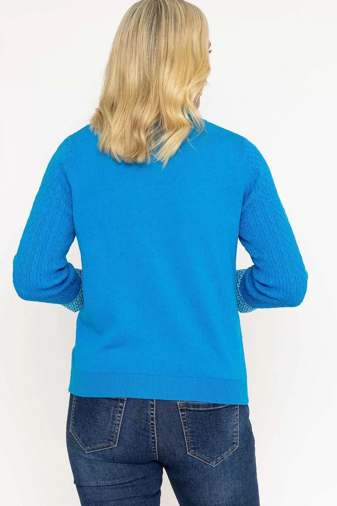 Voulez Vous Blue Cable Knit Sweater With Shirt Collar Flash Sale