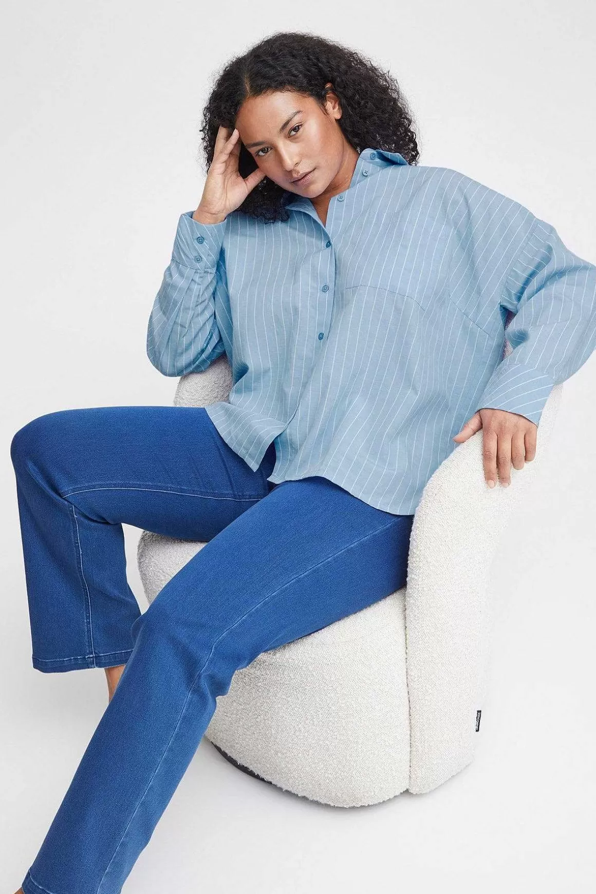 Simple Wish Blue Cotton Long Sleeve Shirt Fashion