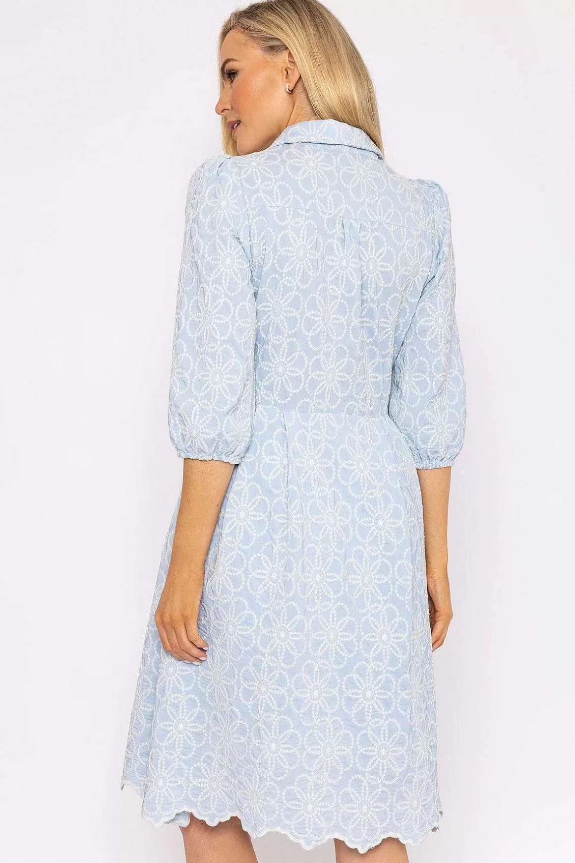 Rowen Avenue Blue Floral Embroidery Dress Best