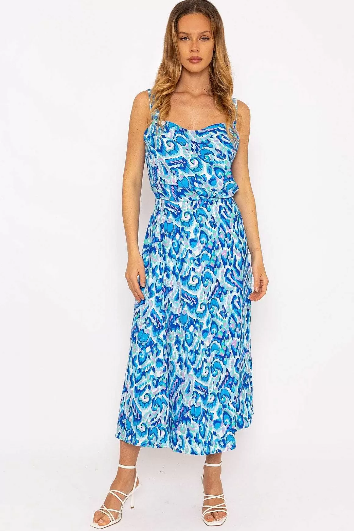 Rowen Avenue Blue Lurex Print Midi Skirt Sale