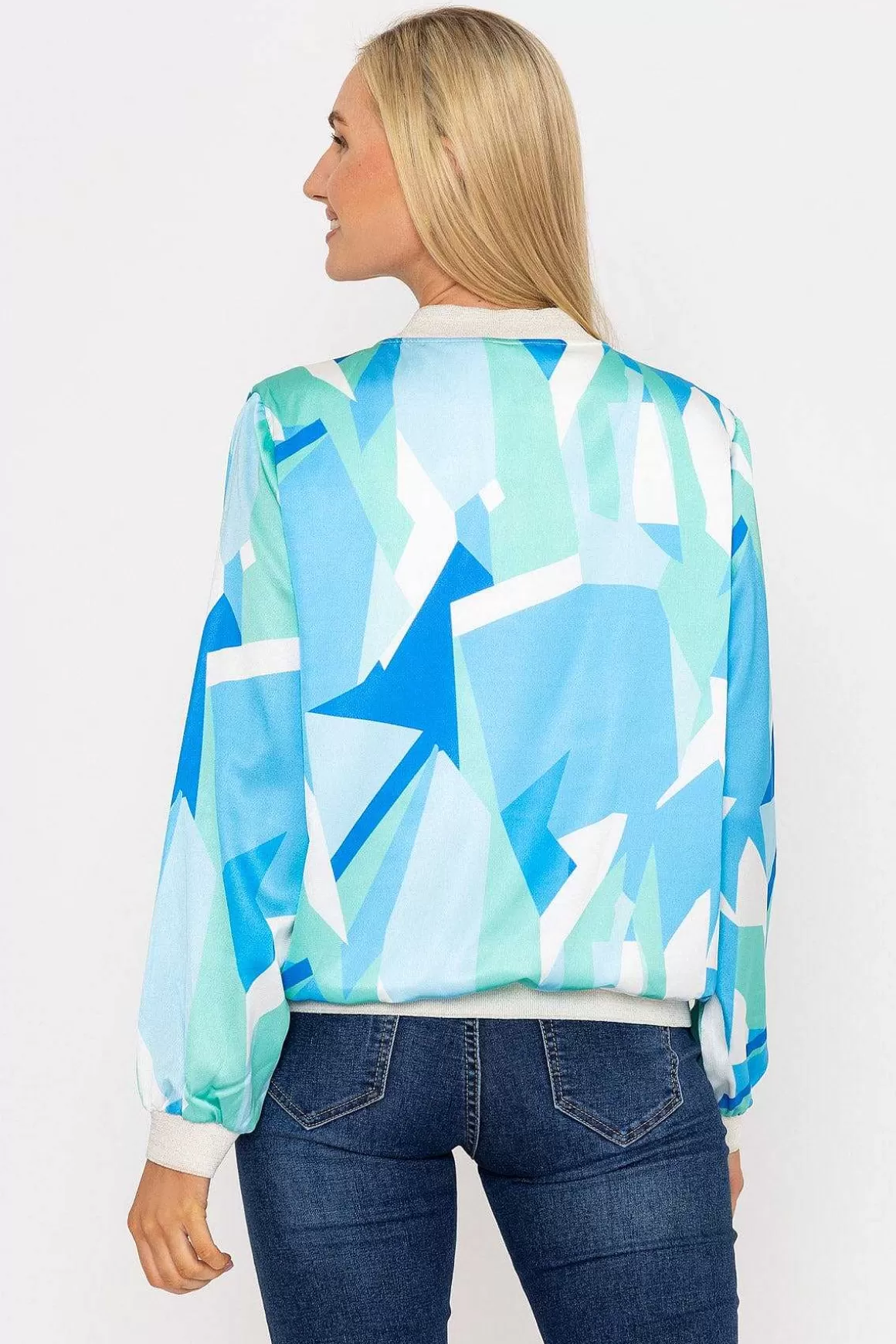 Pala D'oro Blue Printed Bomber Jacket Cheap