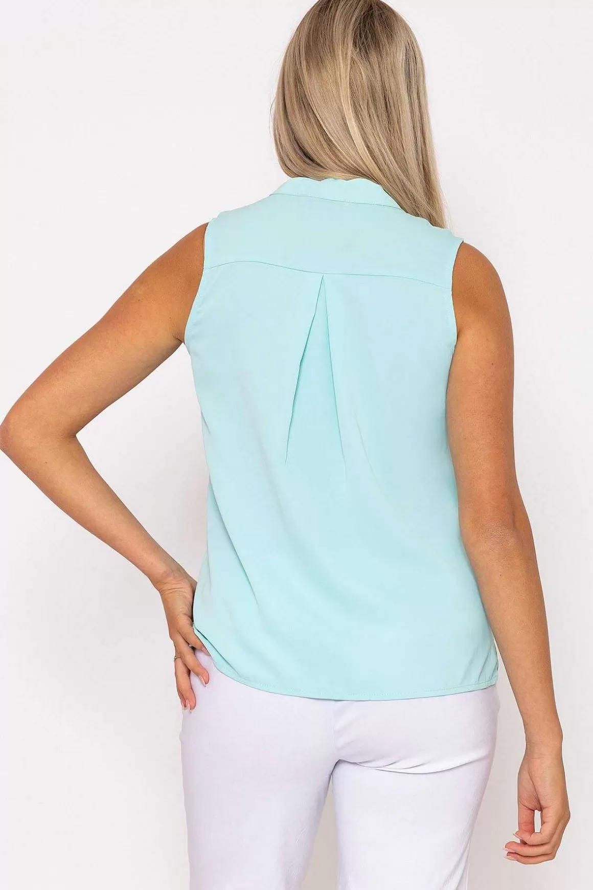 Rowen Avenue Blue Scallop Trim Sleeveless Top Discount