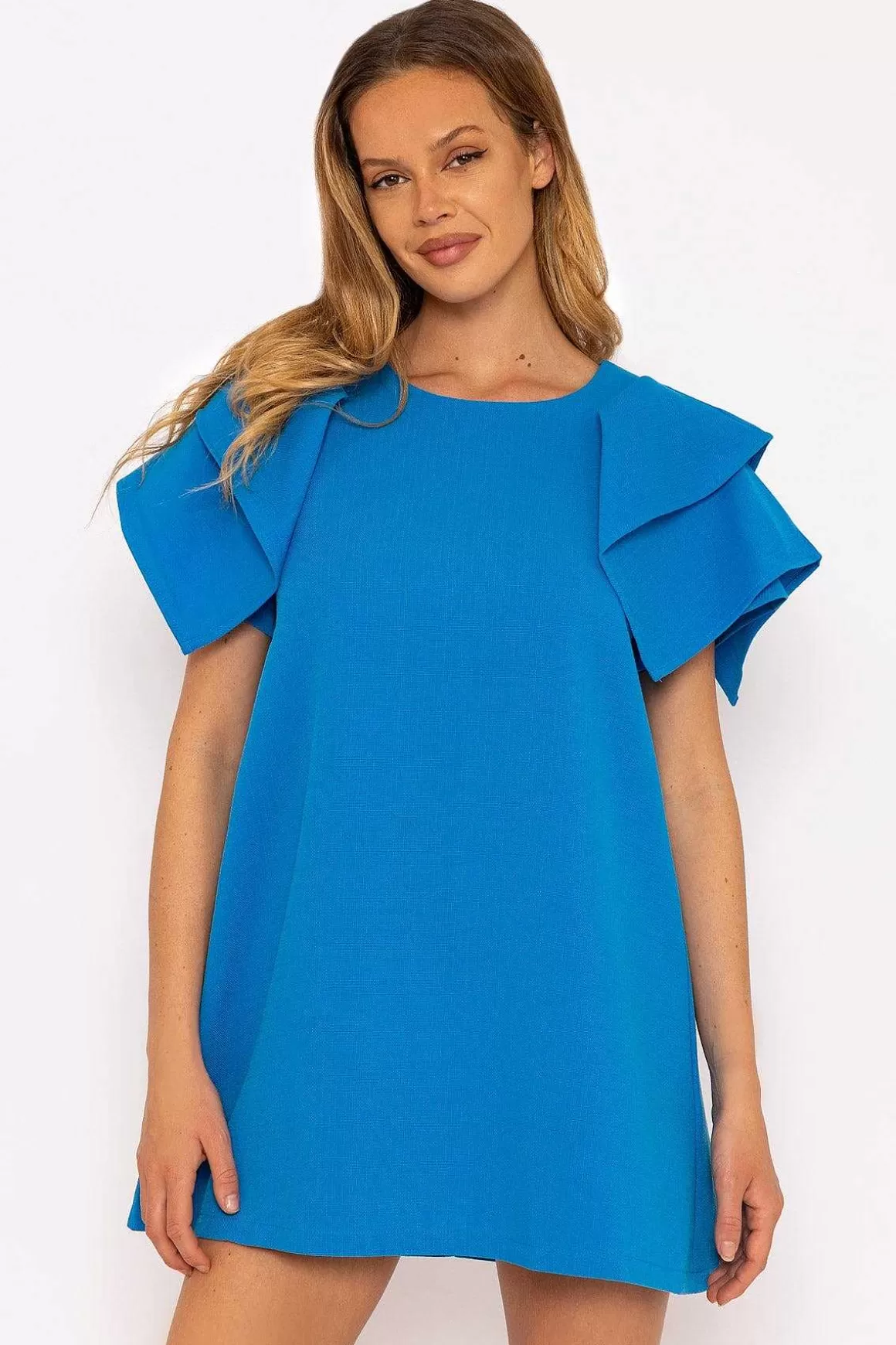 Rowen Avenue Blue Shoulder Detail Mini Dress Best Sale