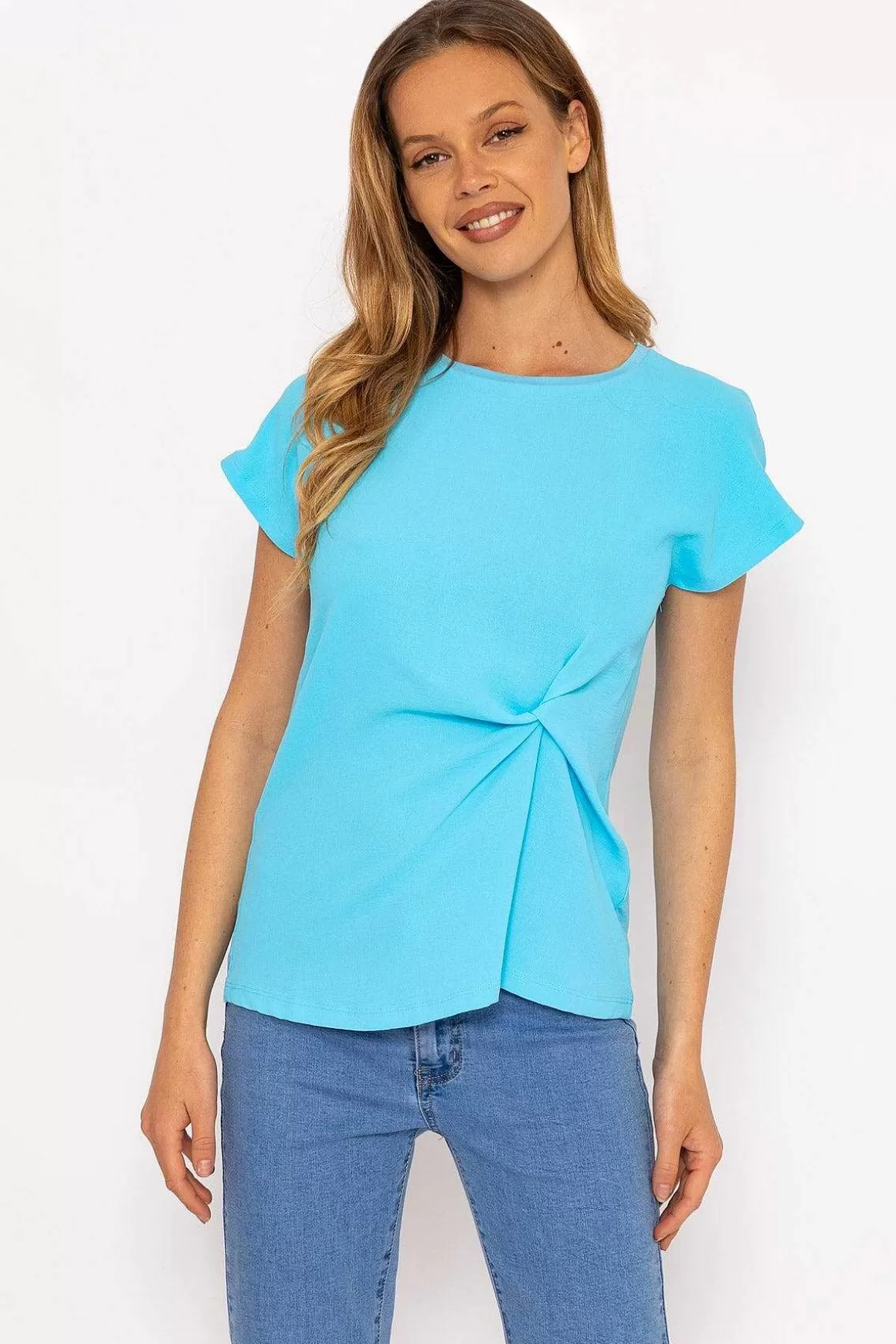 Kelly & Grace Weekend Blue Side Ruched Detail Top Clearance