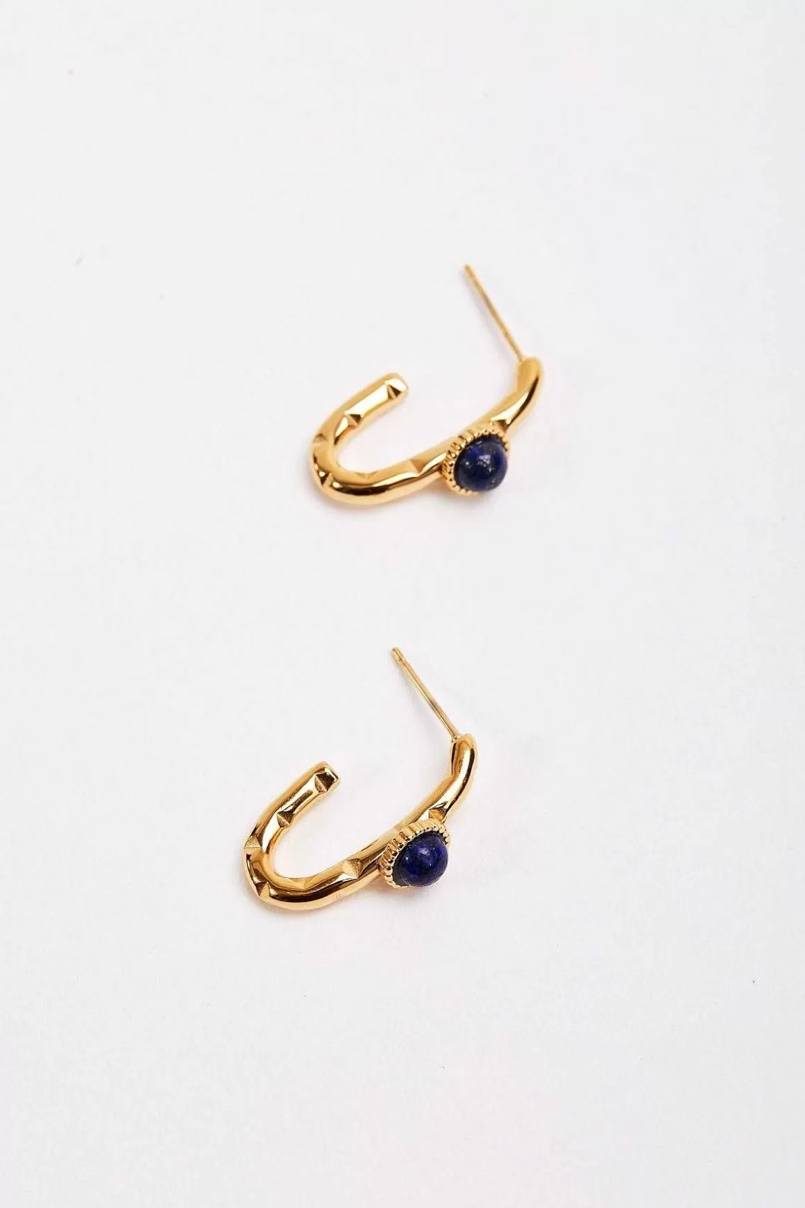 Joularie Blue Stone Open Hoop Earrings Hot