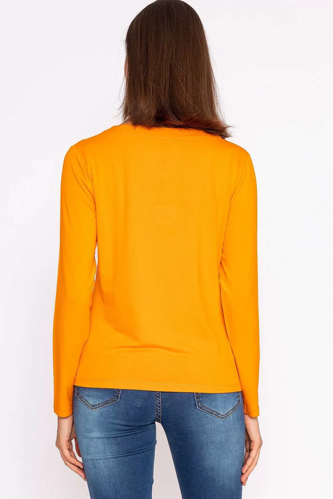 Kelly & Grace Weekend Boat Neck Top In Orange Hot