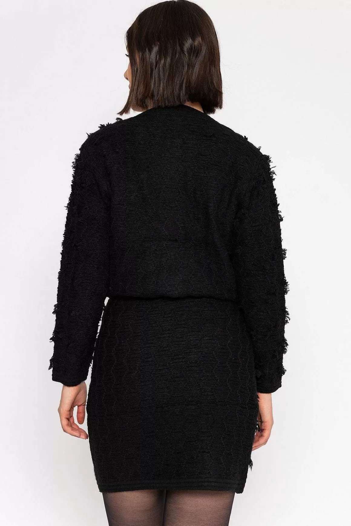 Elli White Boucle Jacket In Black Store