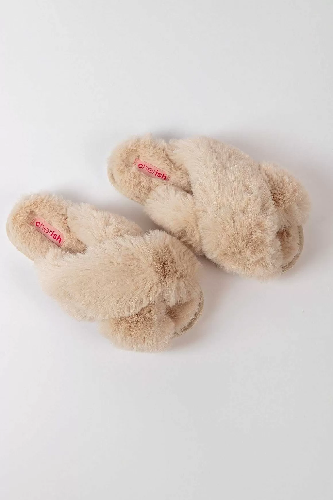 Cherish Accessories Boxed Cream Faux Fur Quilted Slipper Store