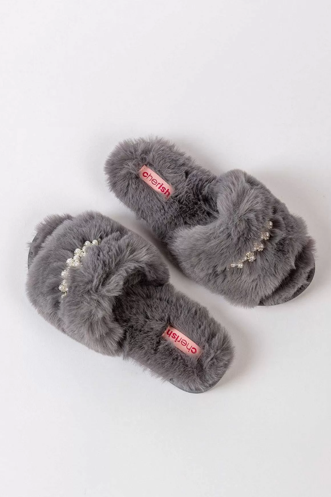 Cherish Accessories Boxed Embellished Slippers In Grey Store