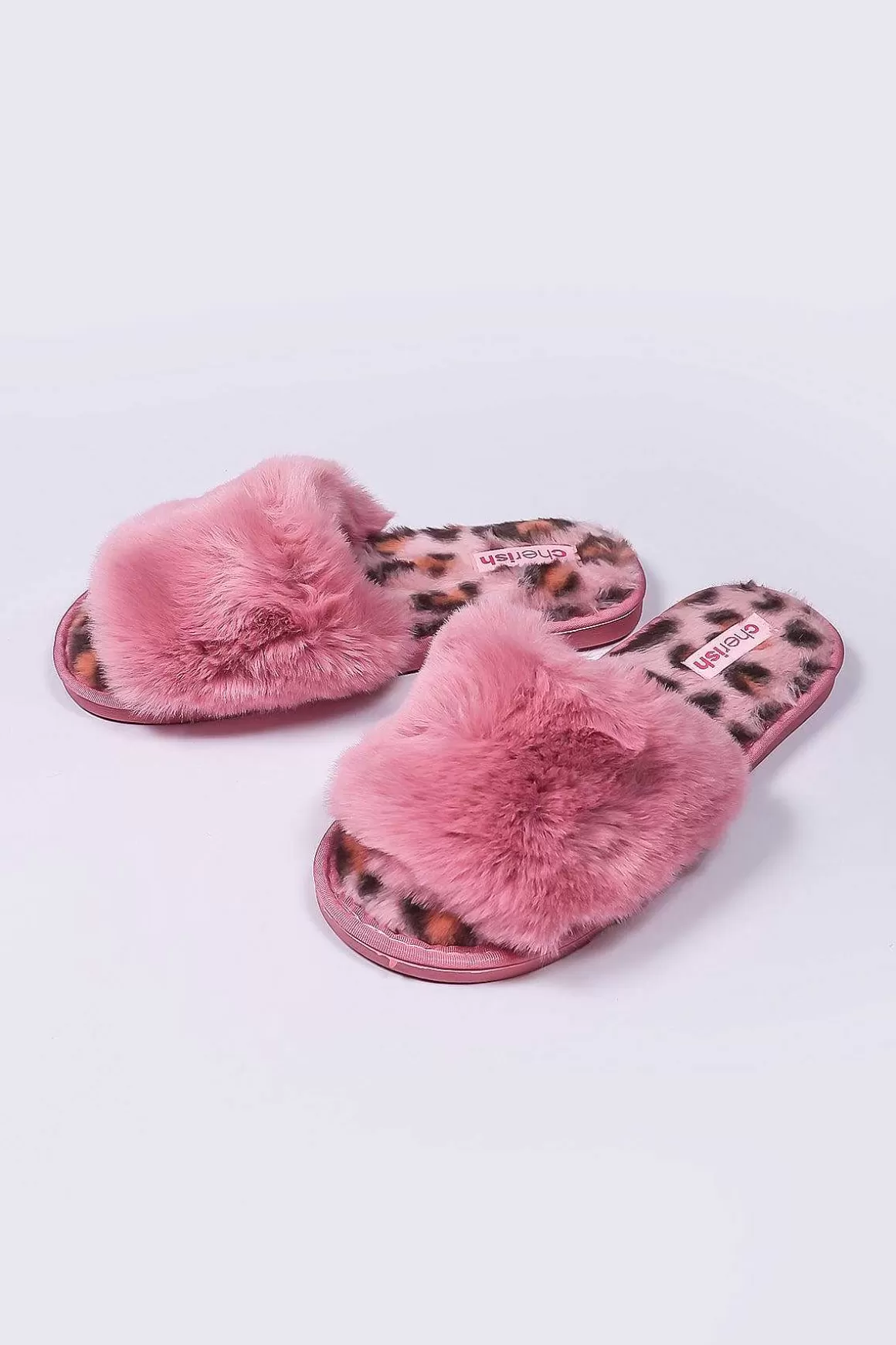 Cherish Accessories Boxed Pink Animal Faux Fur Slipper Clearance