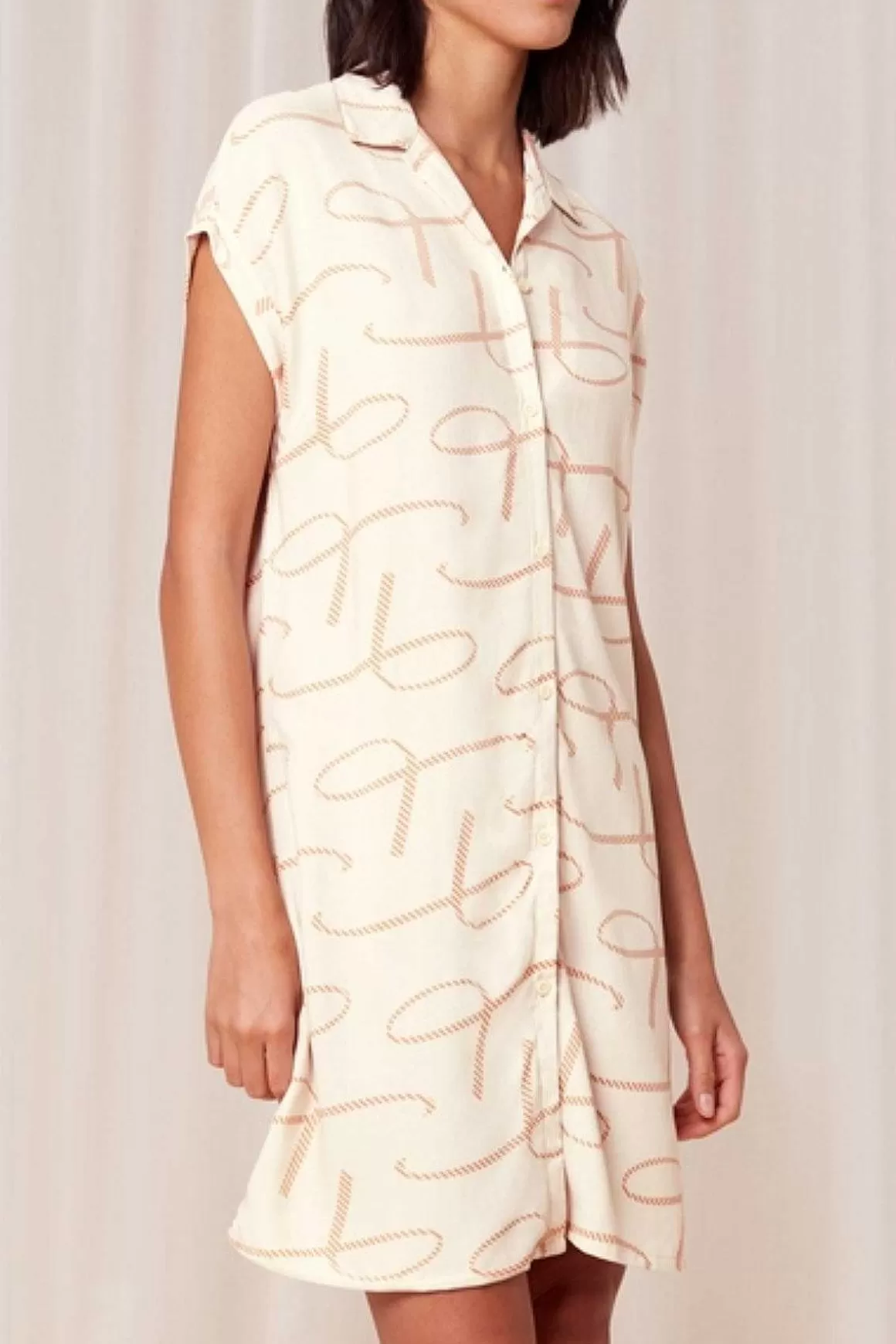 Triumph Boyfriend Fit Nightdress In Beige Print Flash Sale