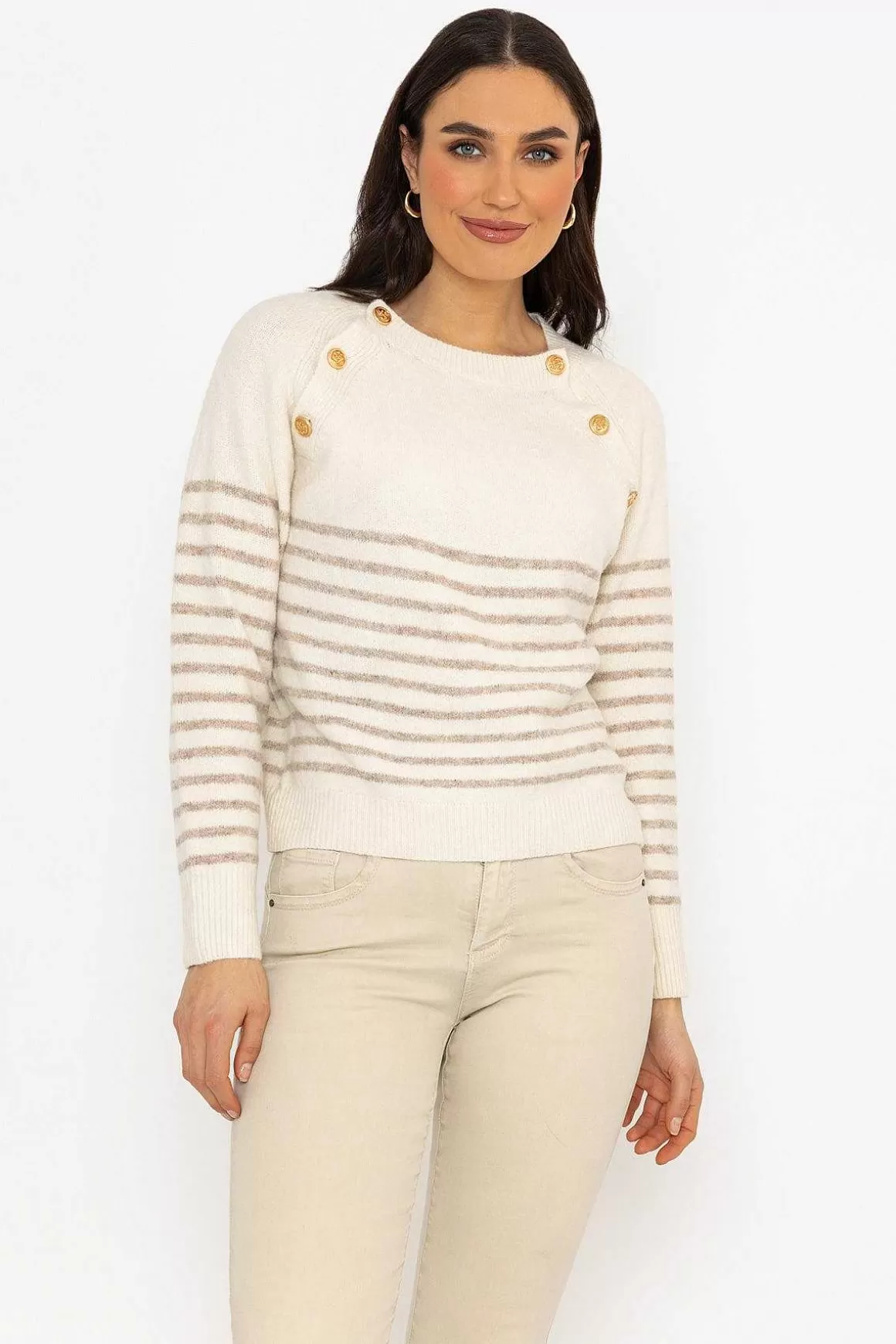 J'aime la Vie Breton Brown Stripe Knit Jumper Best Sale