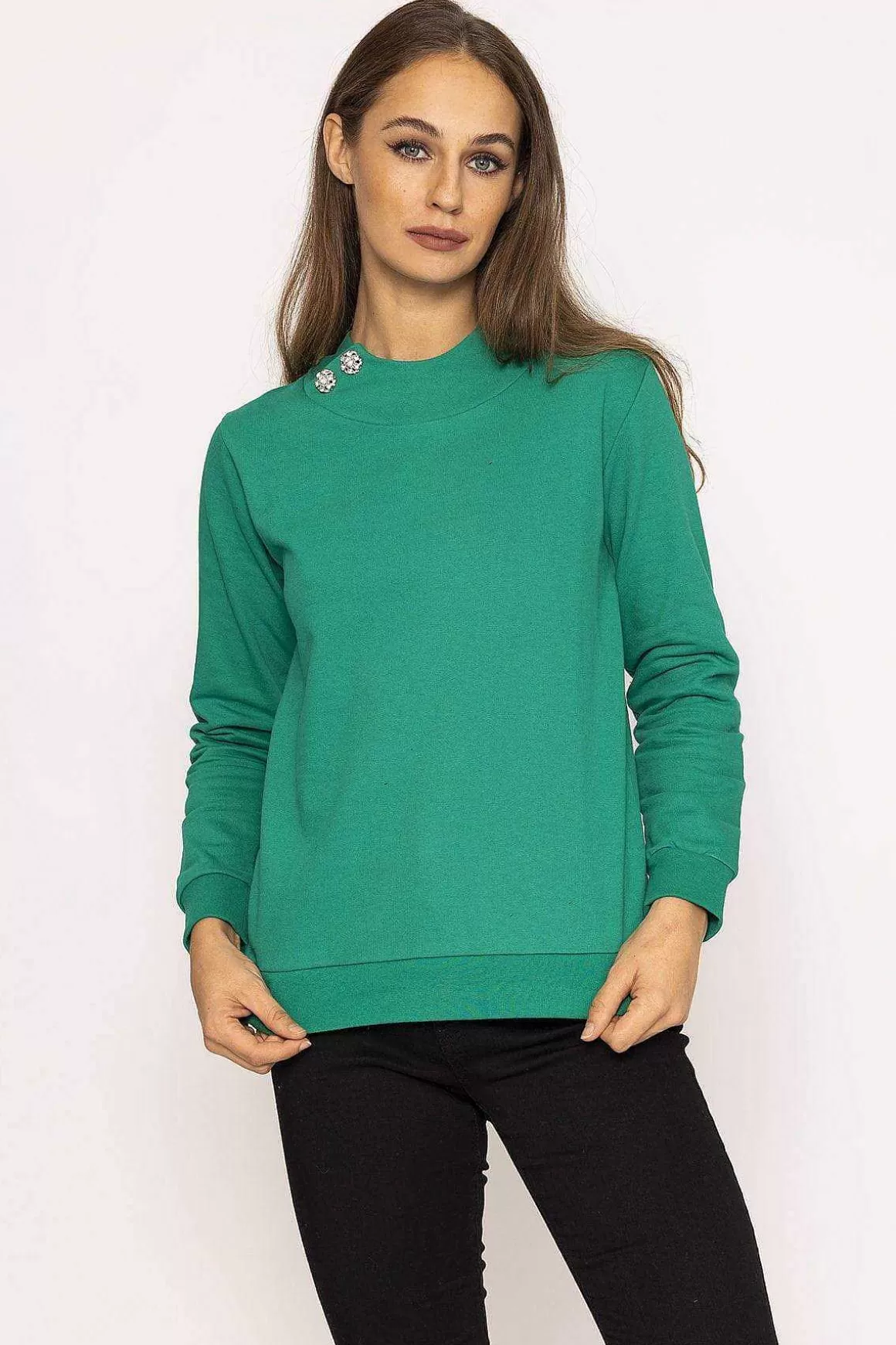 Kelly & Grace Weekend Brooch Detail Hoody In Green Best Sale