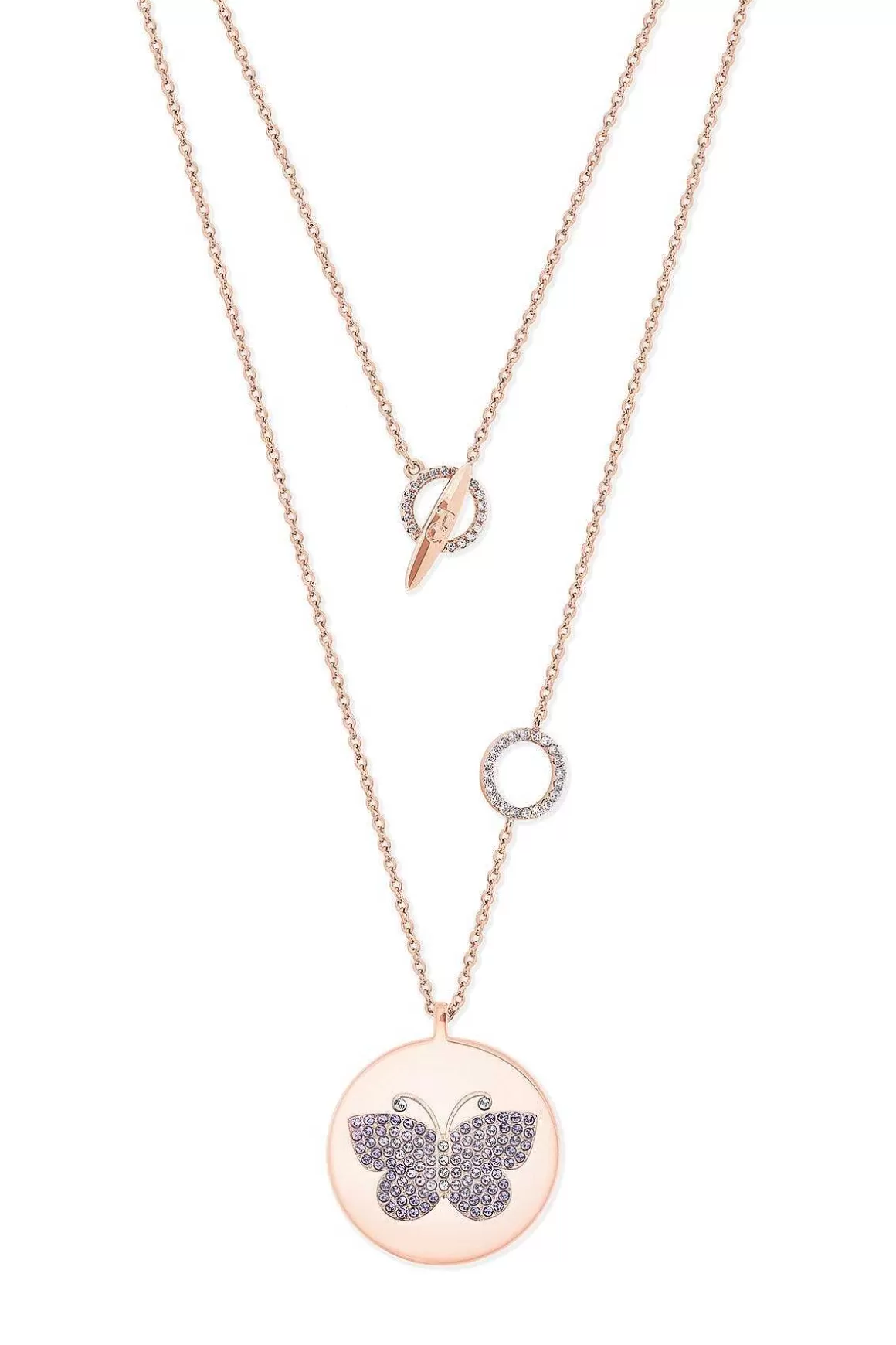 Tipperary Crystal Jewellery Butterfly Disc Pendant In Rose Gold Sale