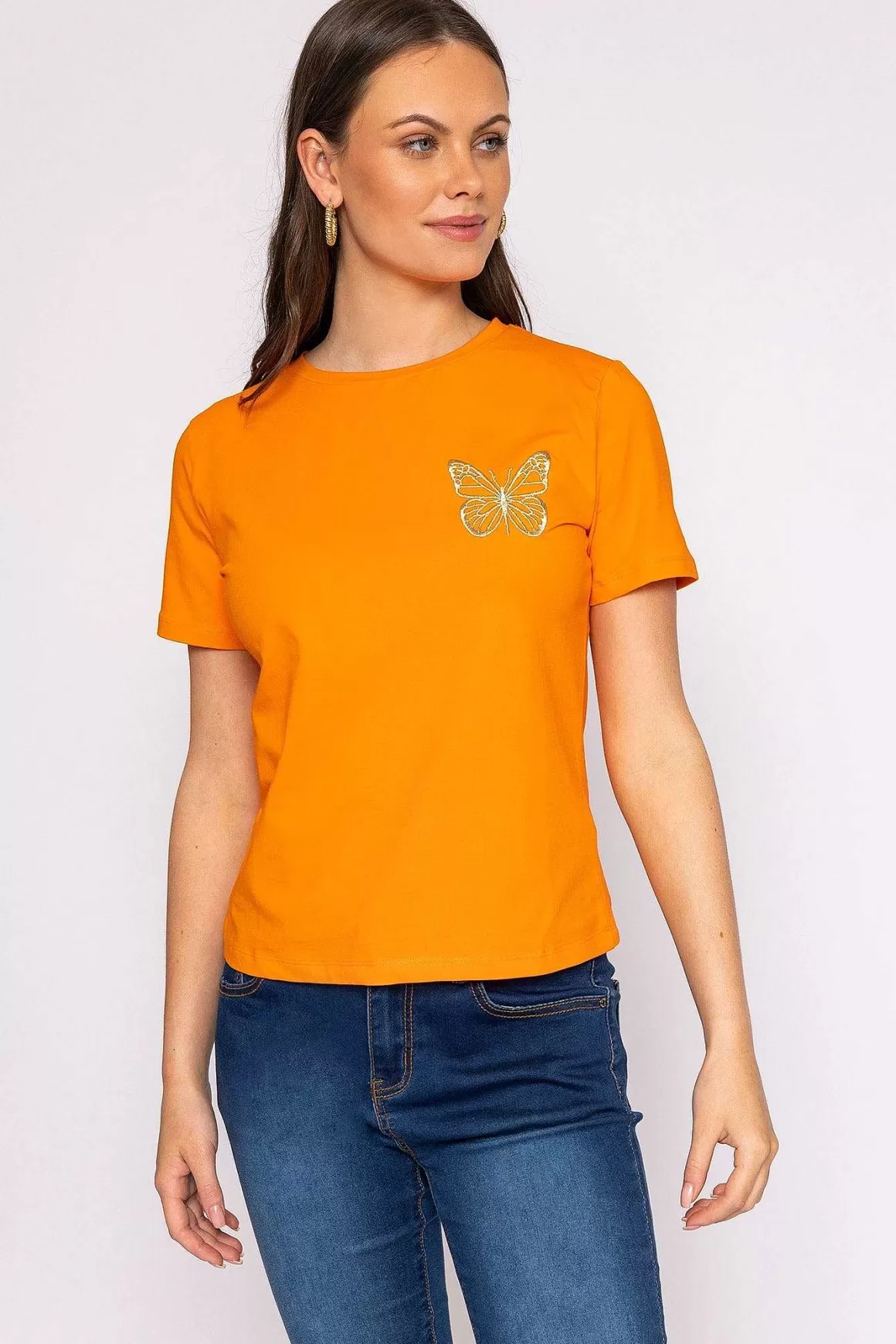 Kelly & Grace Weekend Butterfly T-Shirt In Orange Outlet