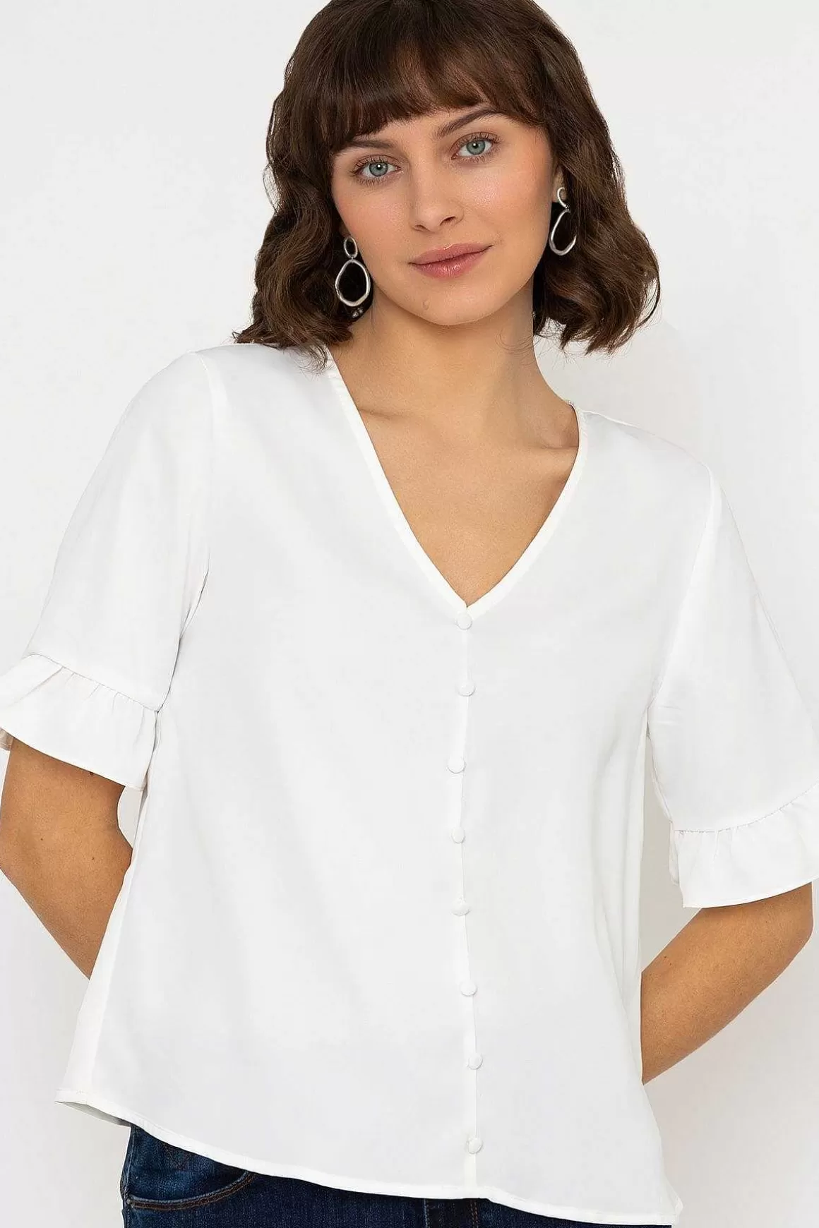 Rowen Avenue Button Blouse In Ivory New