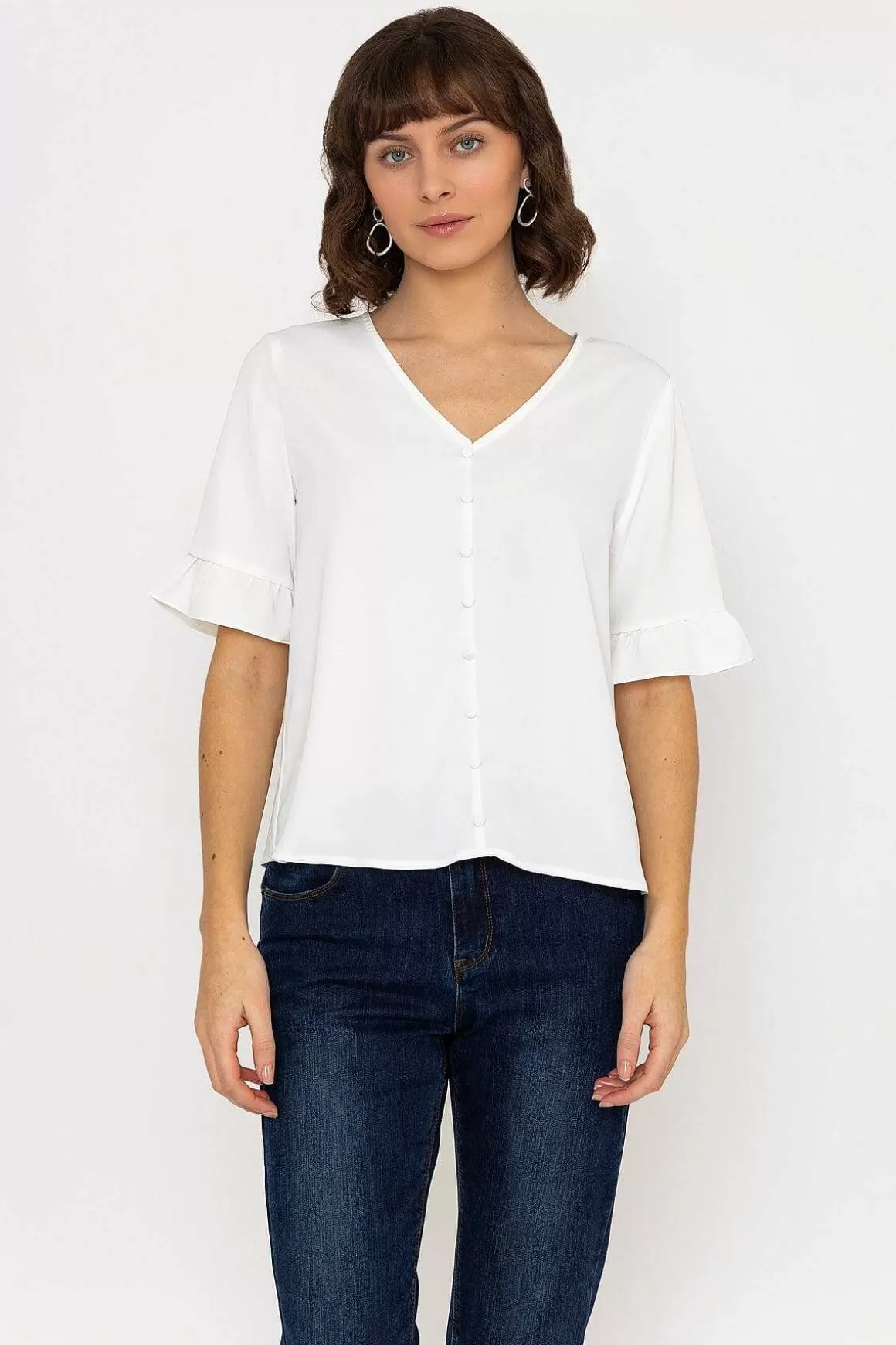 Rowen Avenue Button Blouse In Ivory New