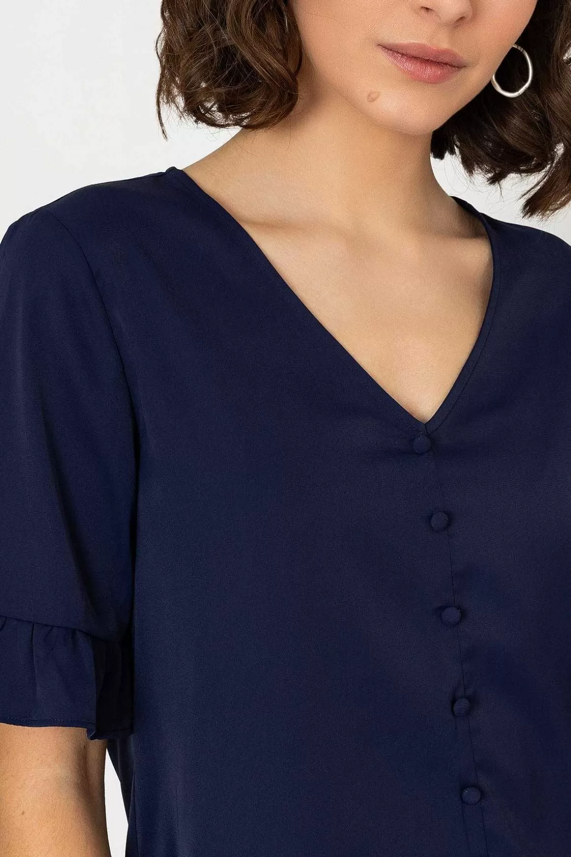 Rowen Avenue Button Blouse In Navy Cheap