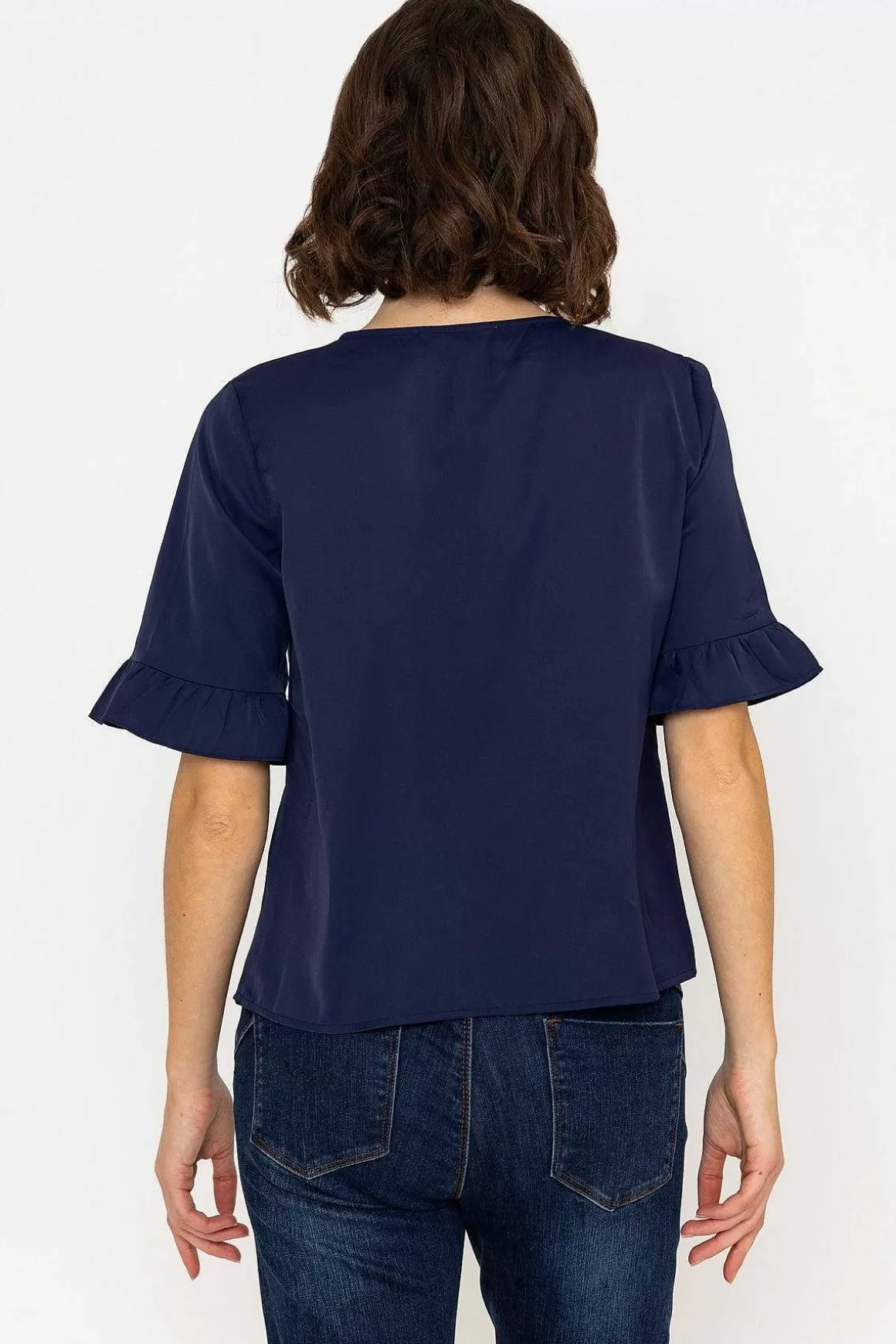 Rowen Avenue Button Blouse In Navy Cheap