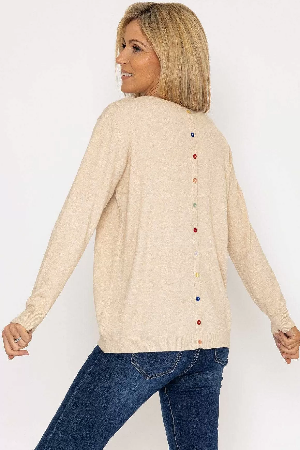 J'aime la Vie Button Detail Knit In Beige Best Sale